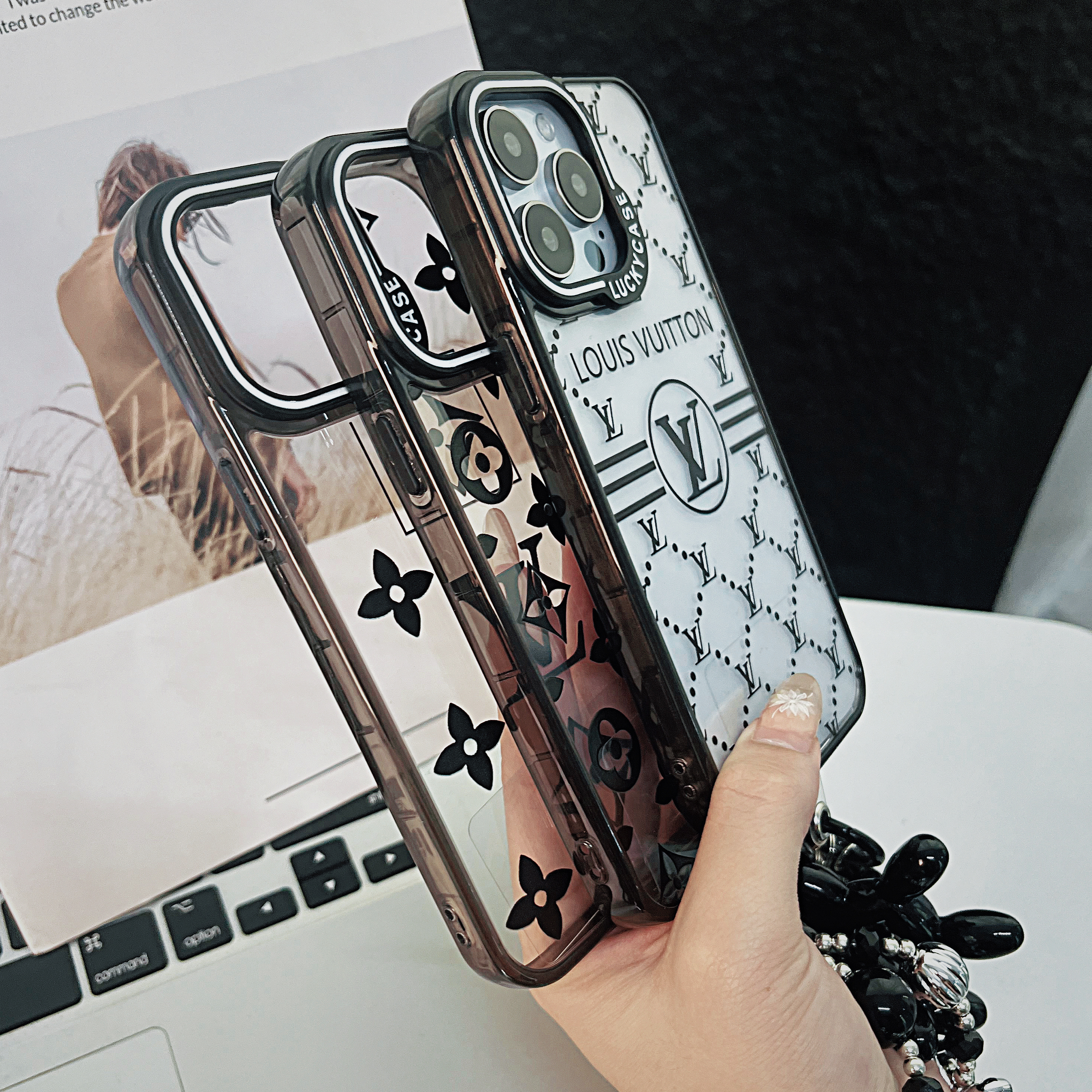 Louis Vuitton iPhone Case with Acrylic Chain