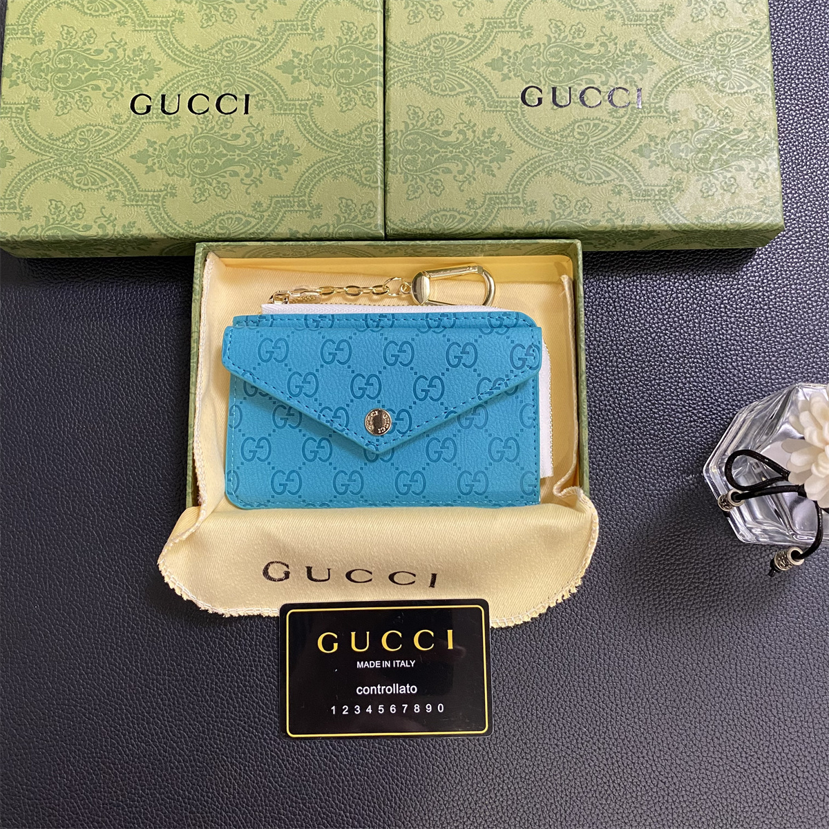 Louis Vuitton,Gucci Luxury Leather Zipper Wallet Card Holder & Coin Purse