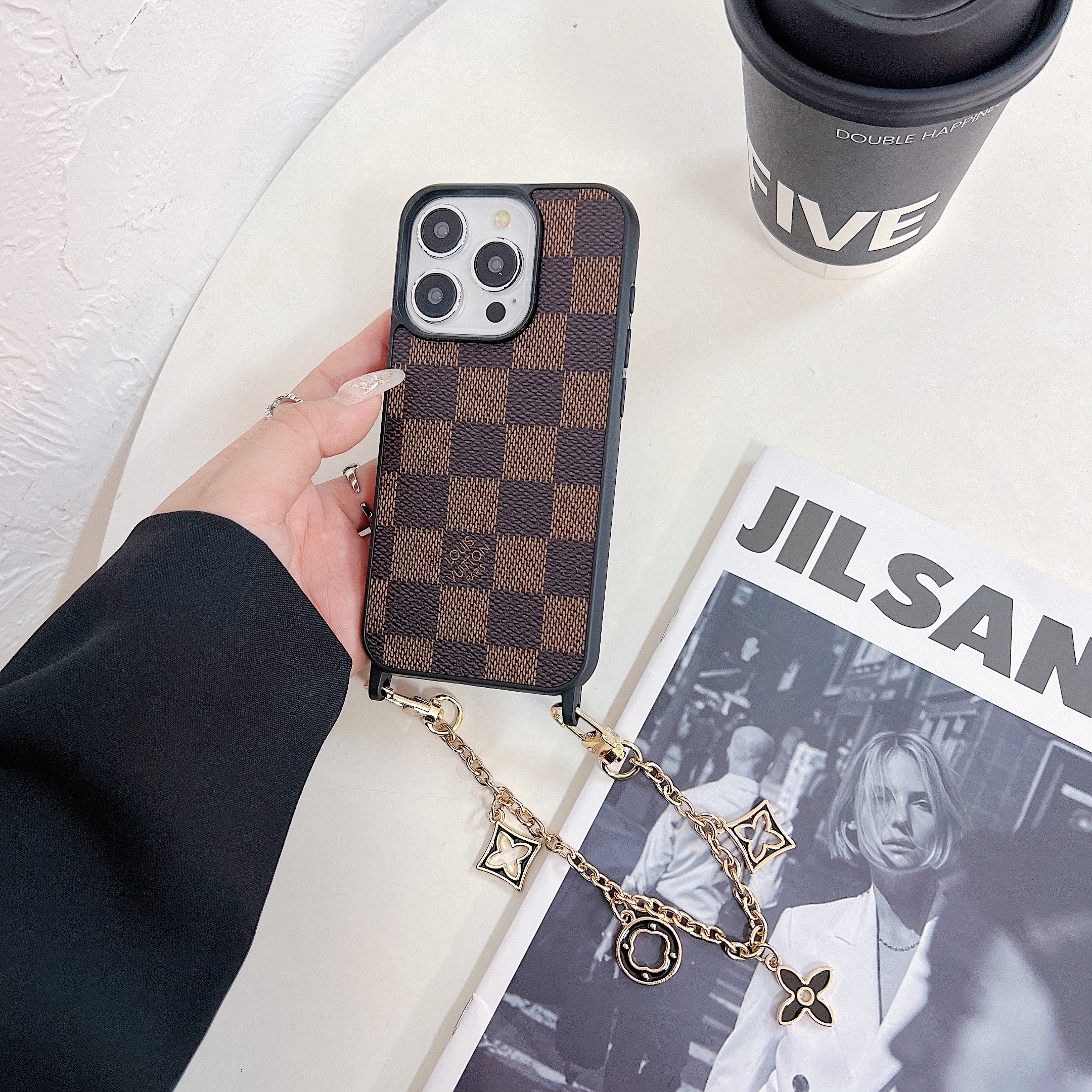 Louis VuittonVintage Leather iPhone Wallet Case With Chain