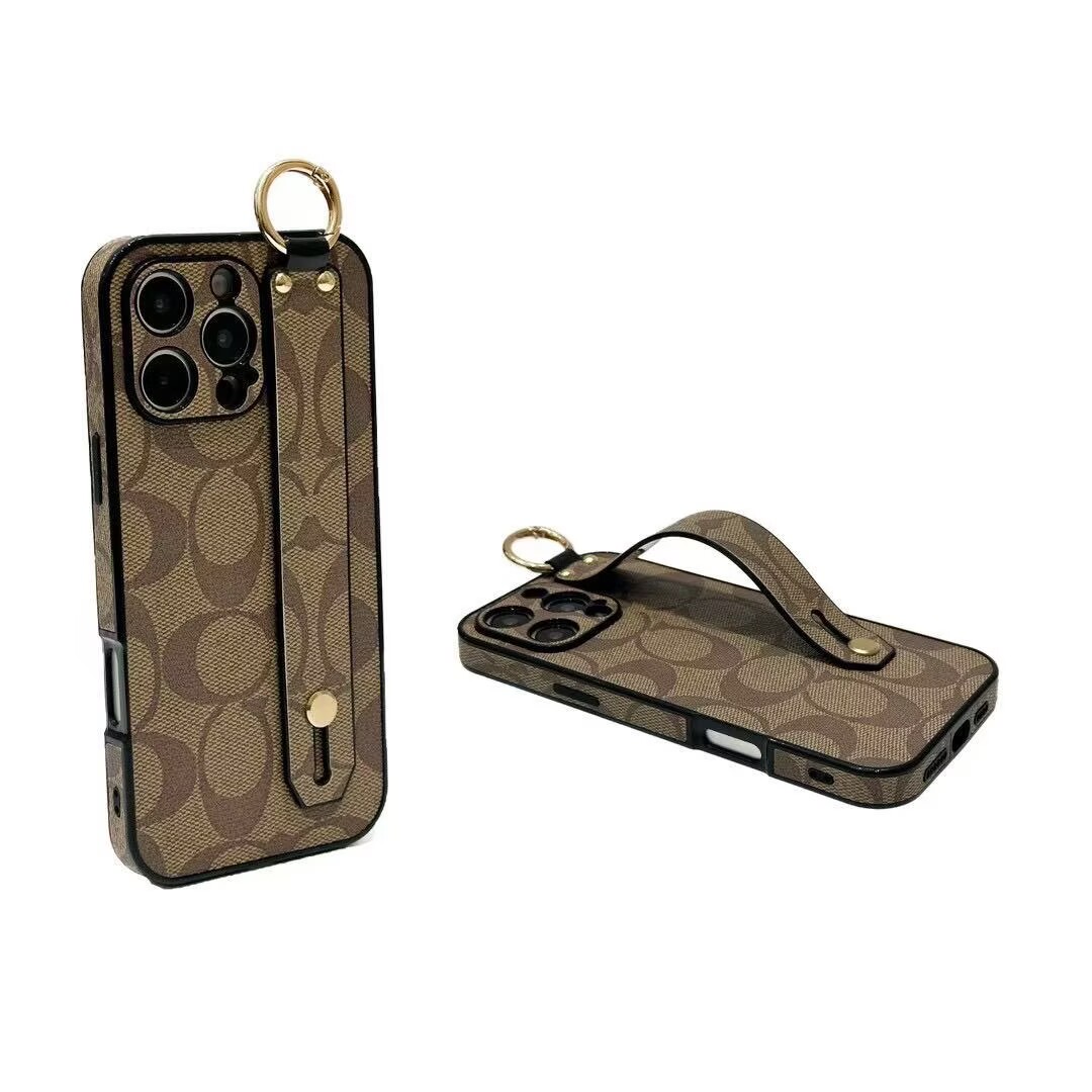 Coach Leather iPhone Case With wrist strap support