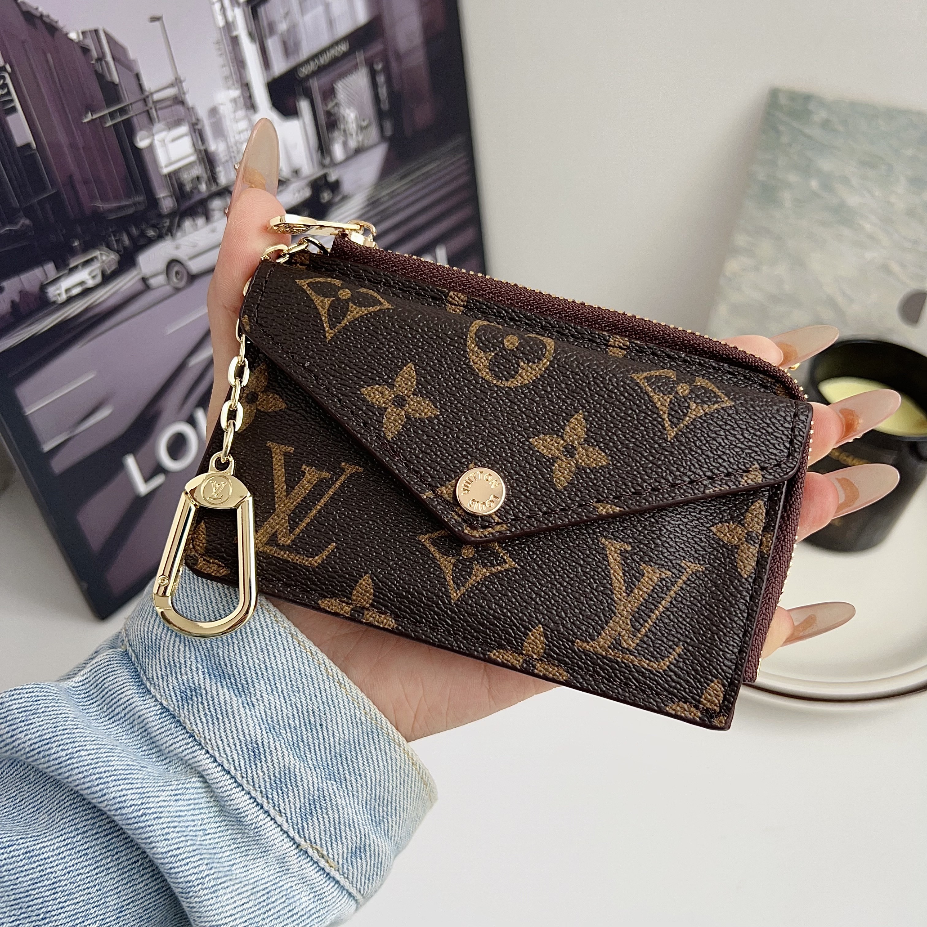 Louis Vuitton,Gucci Luxury Leather Zipper Wallet Card Holder & Coin Purse