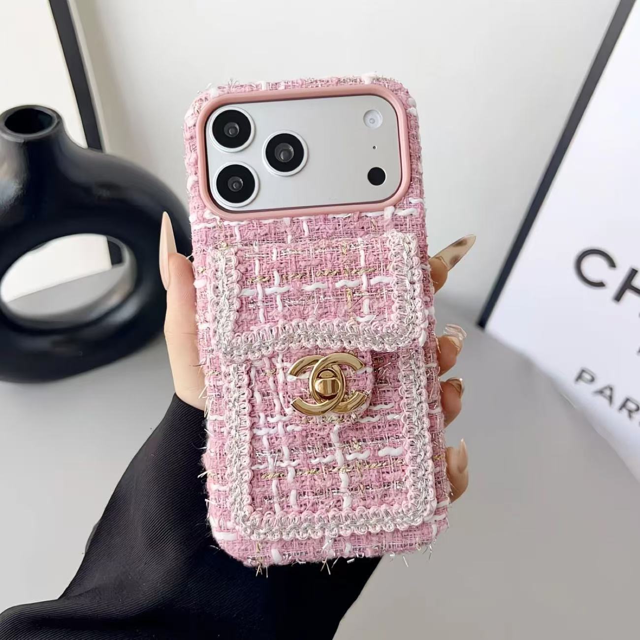 Chanel Embroidered Luxury Soft iPhone Wallet Case