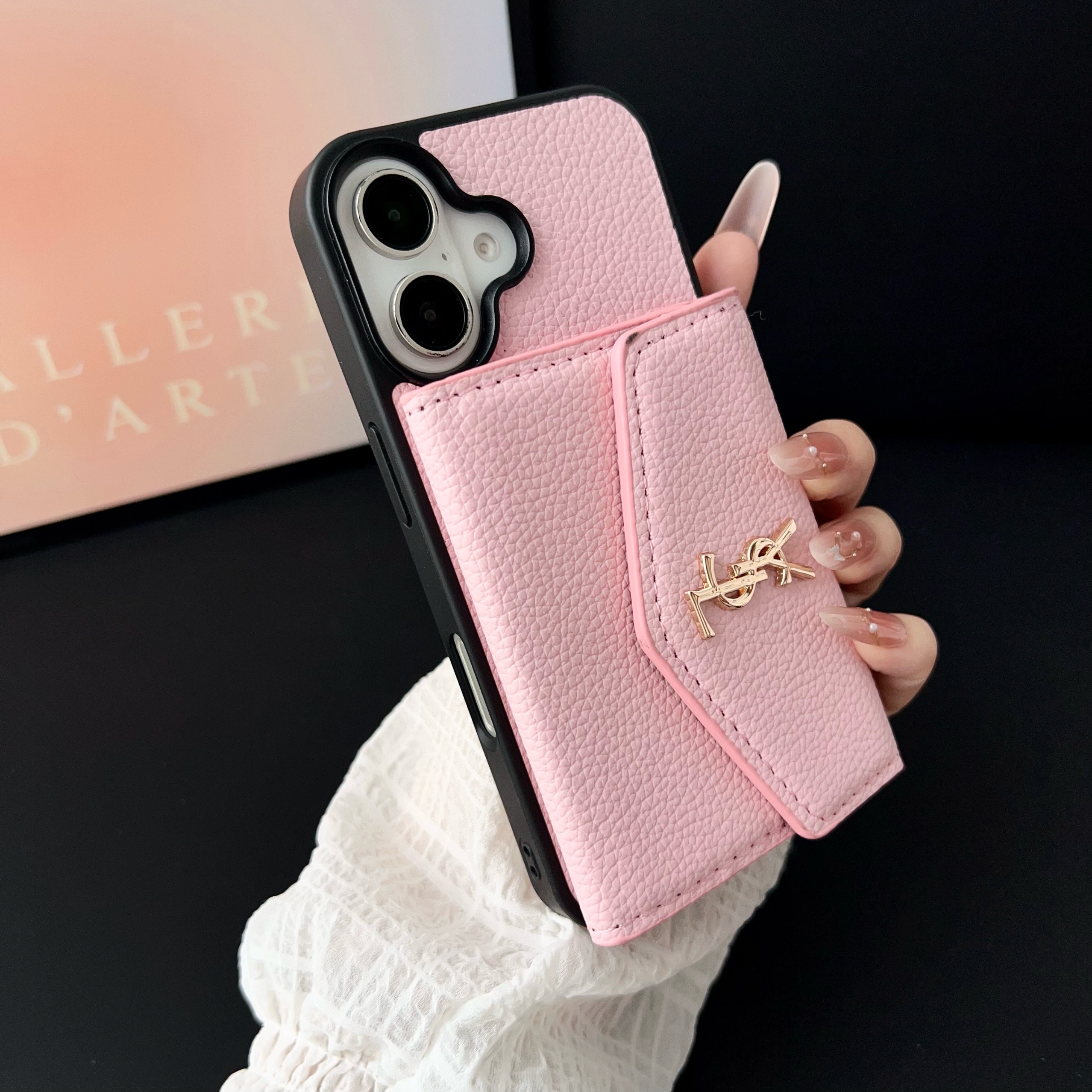 YSL Leather iPhone Wallet Case
