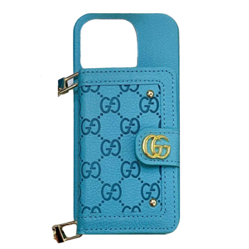 Classic Leather iPhone Wallet Case With Crossbody Strap 