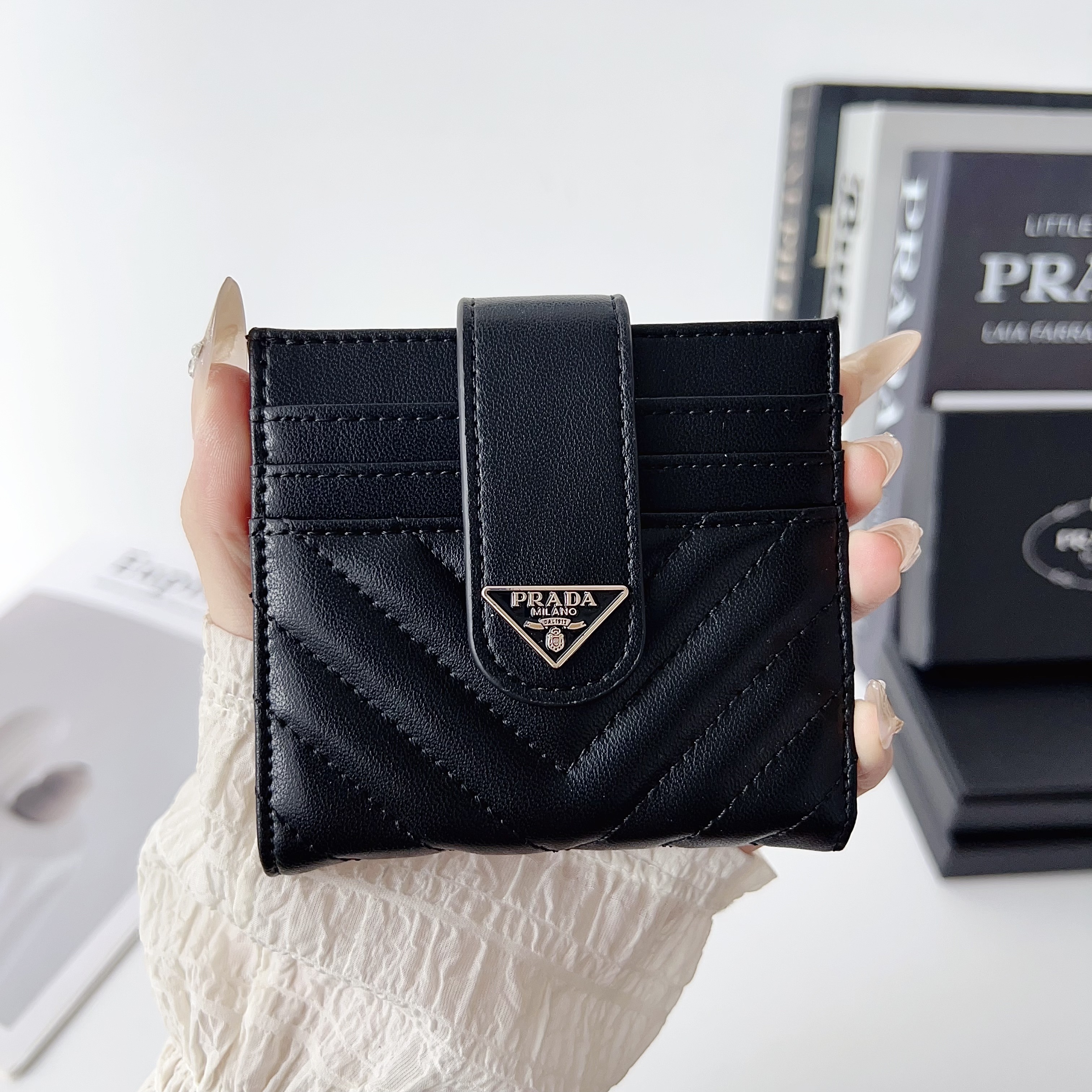 Prada Classic Luxury Leather Slender Wallet