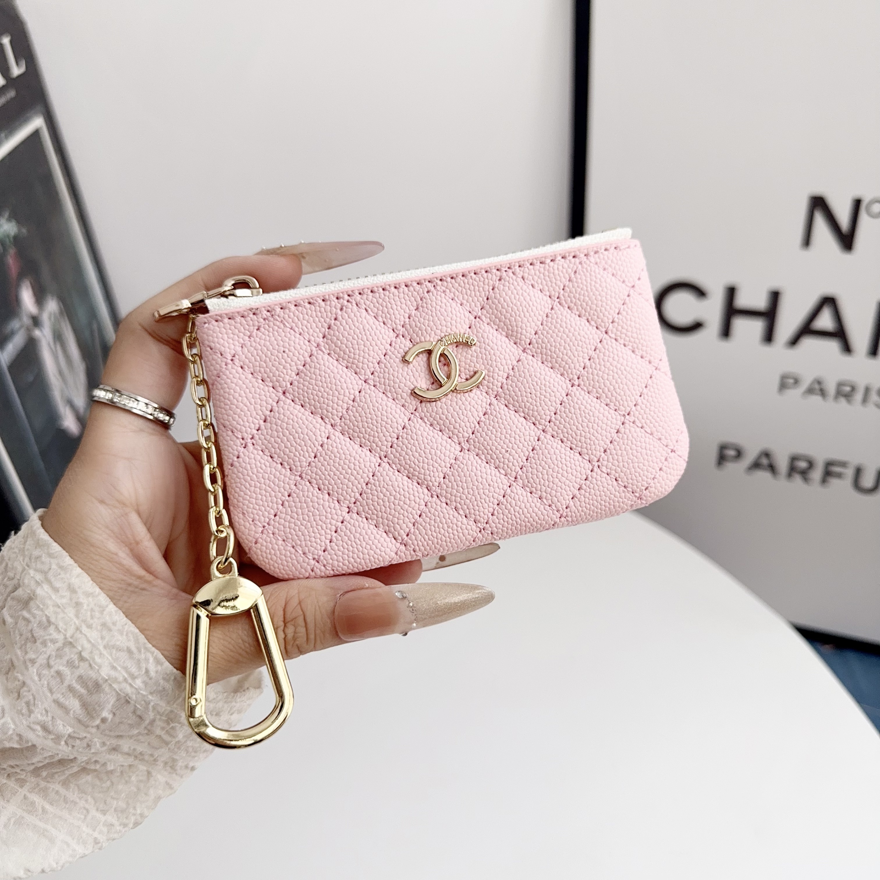 Chanel Luxury Leather Zipper Coin Purse