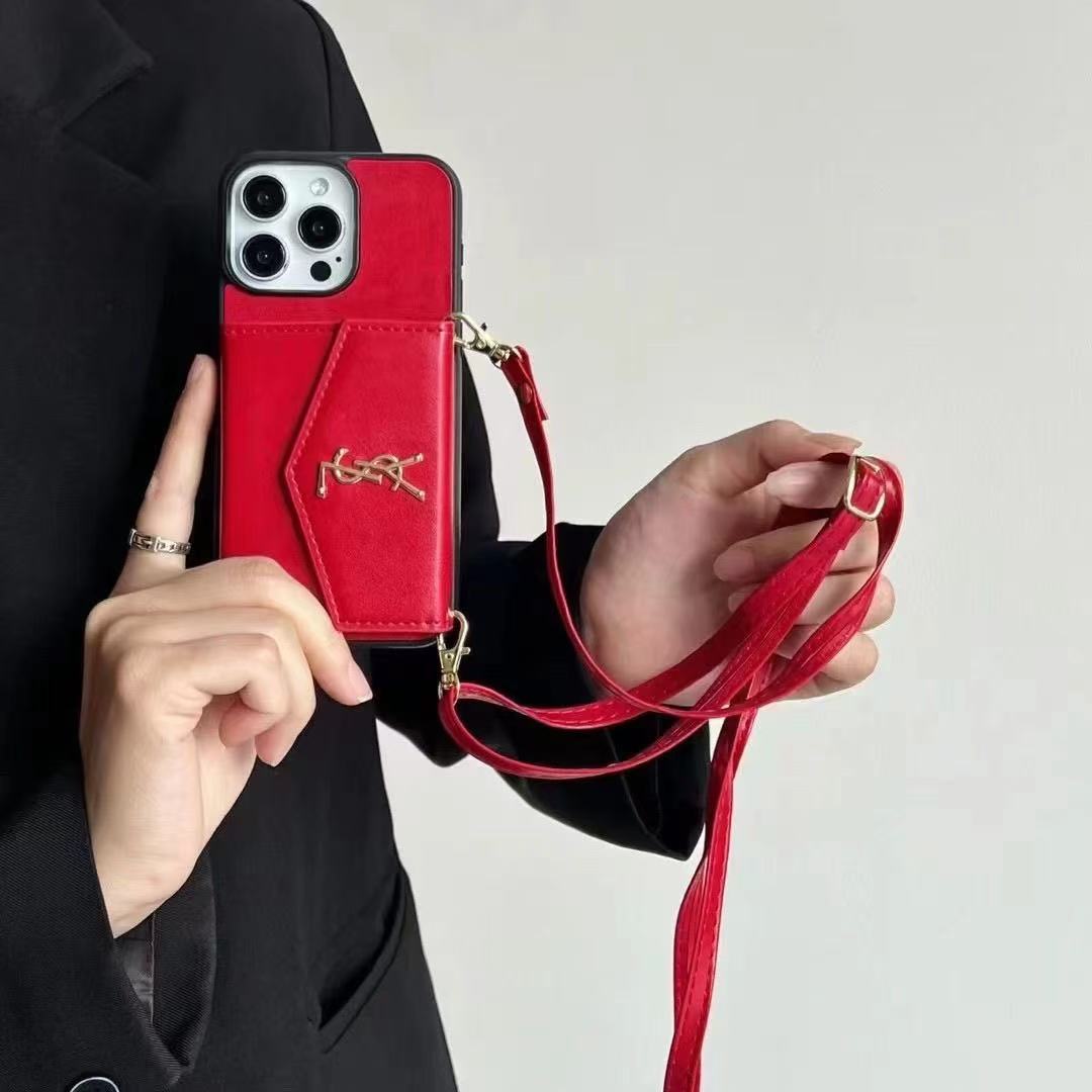 Leather iPhone Wallet Case With Crossbody Strap