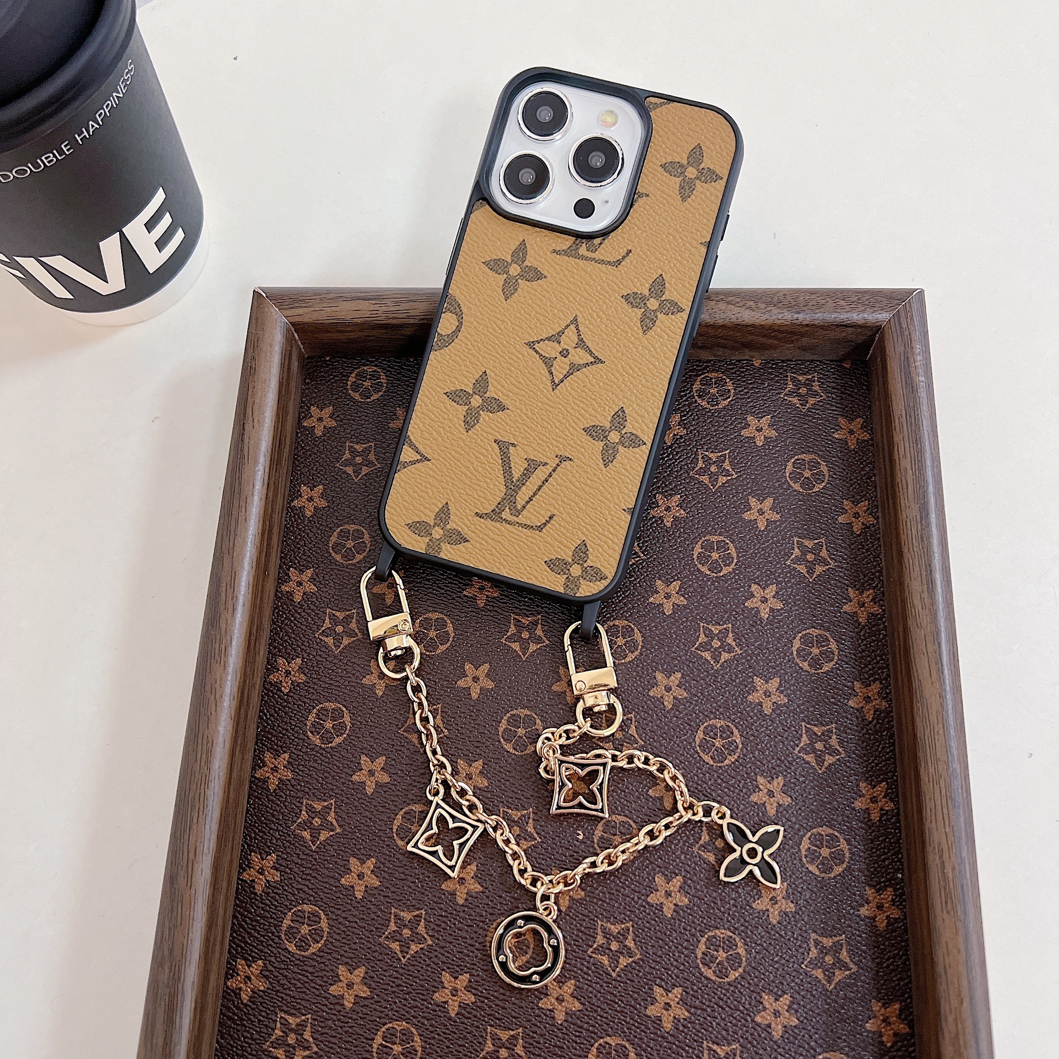 Louis VuittonVintage Leather iPhone Wallet Case With Chain