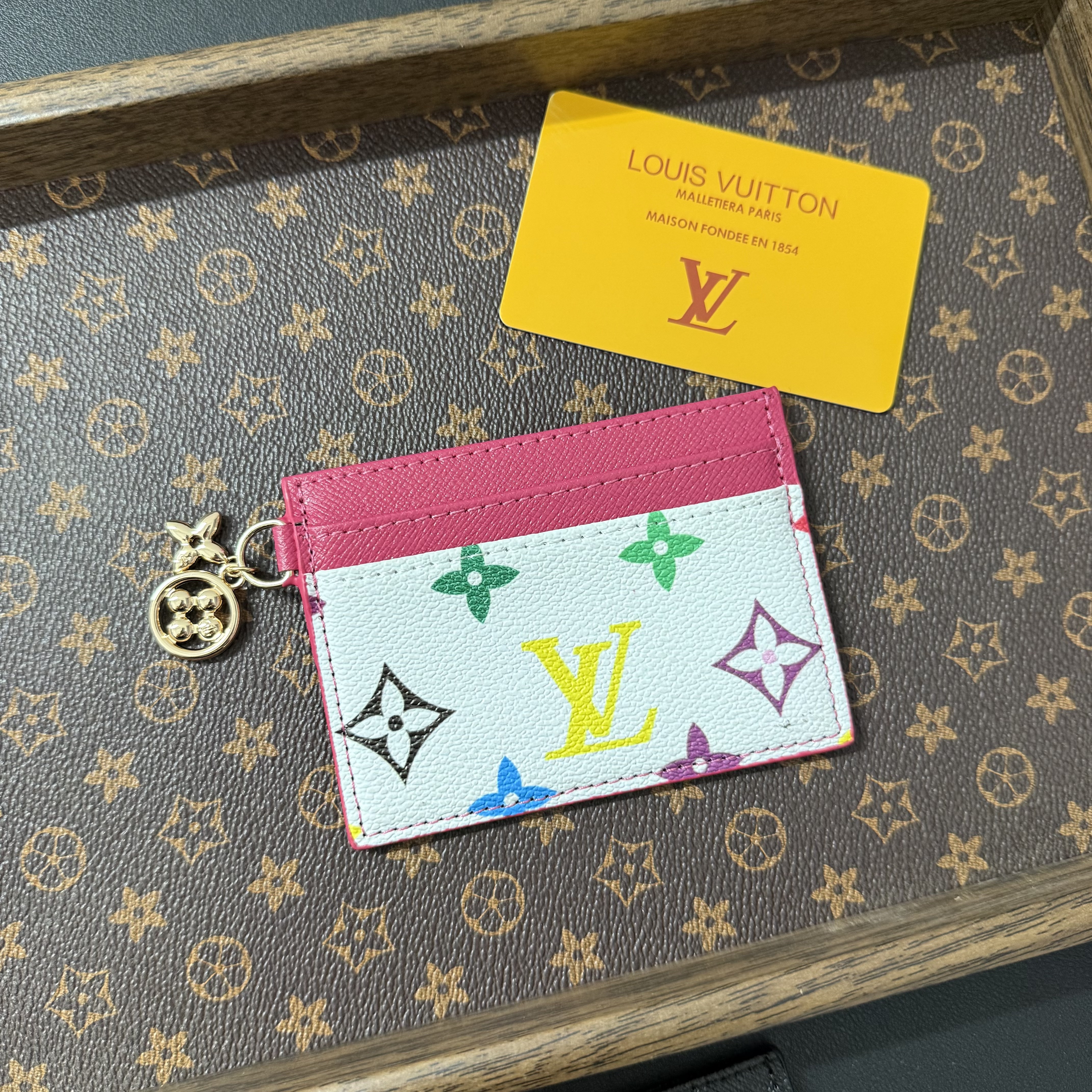 Louis Vuitton Classic Luxury Leather Wallet Card Holder Metal floral decoration-BELKCASE