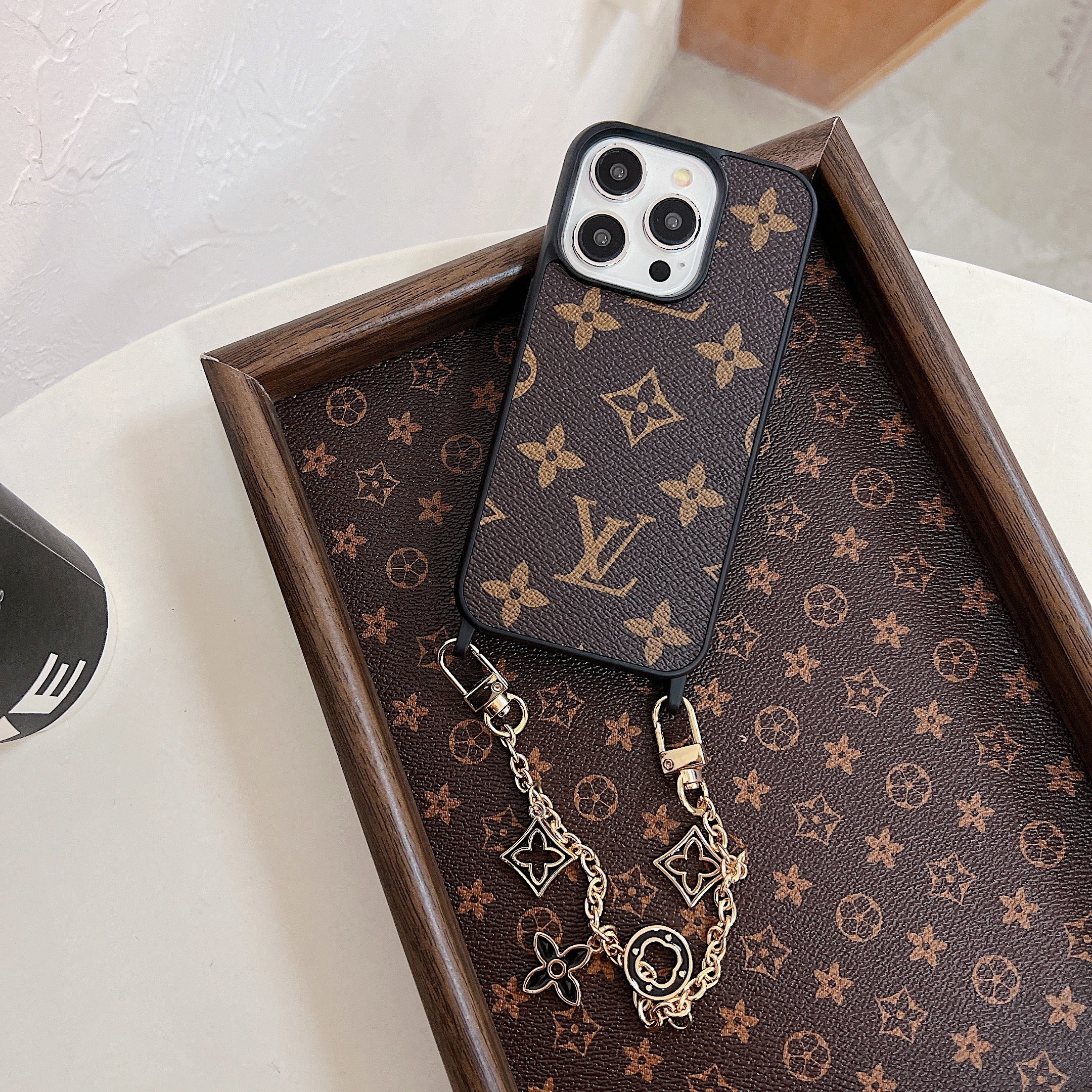 Louis VuittonVintage Leather iPhone Wallet Case With Chain