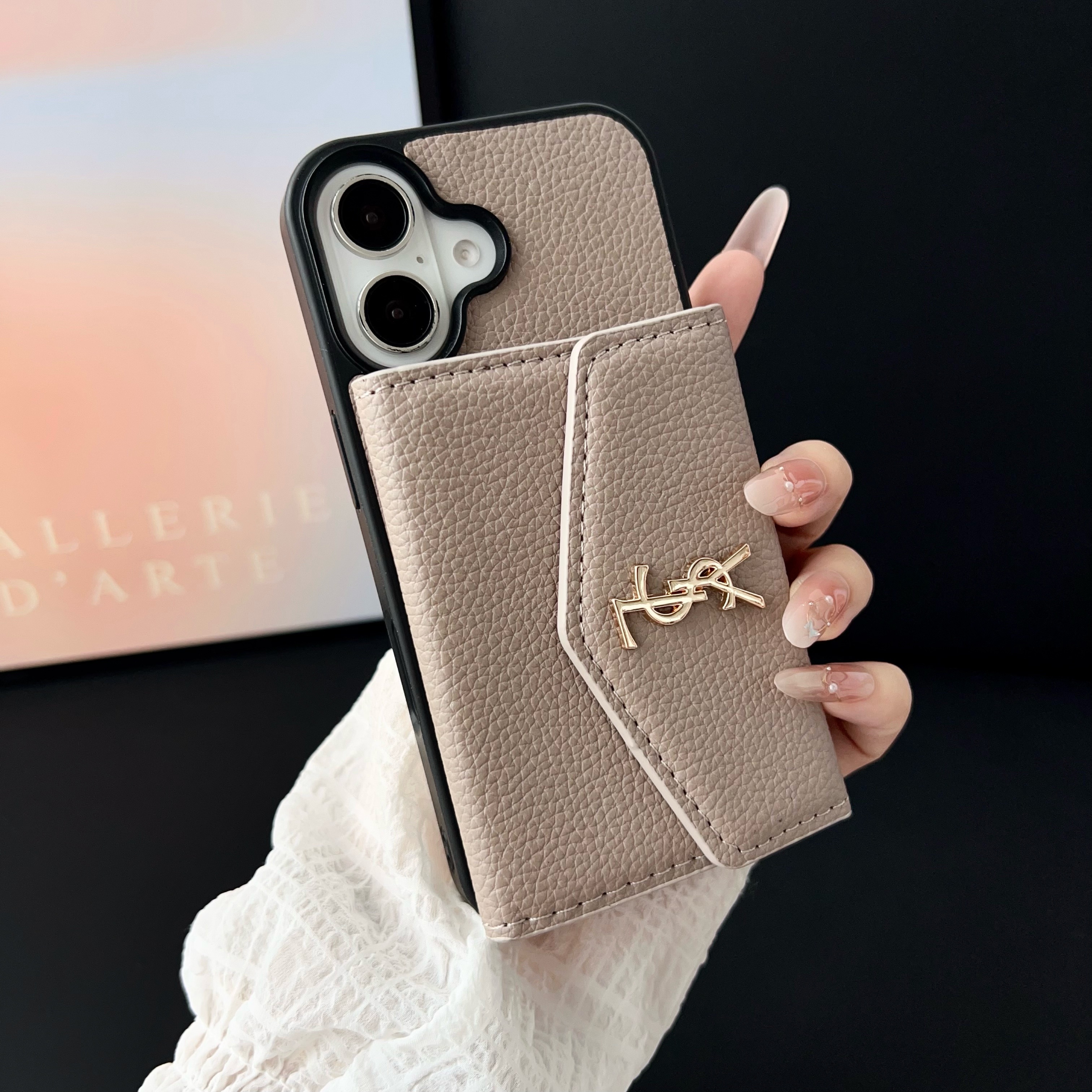 YSL Leather iPhone Wallet Case