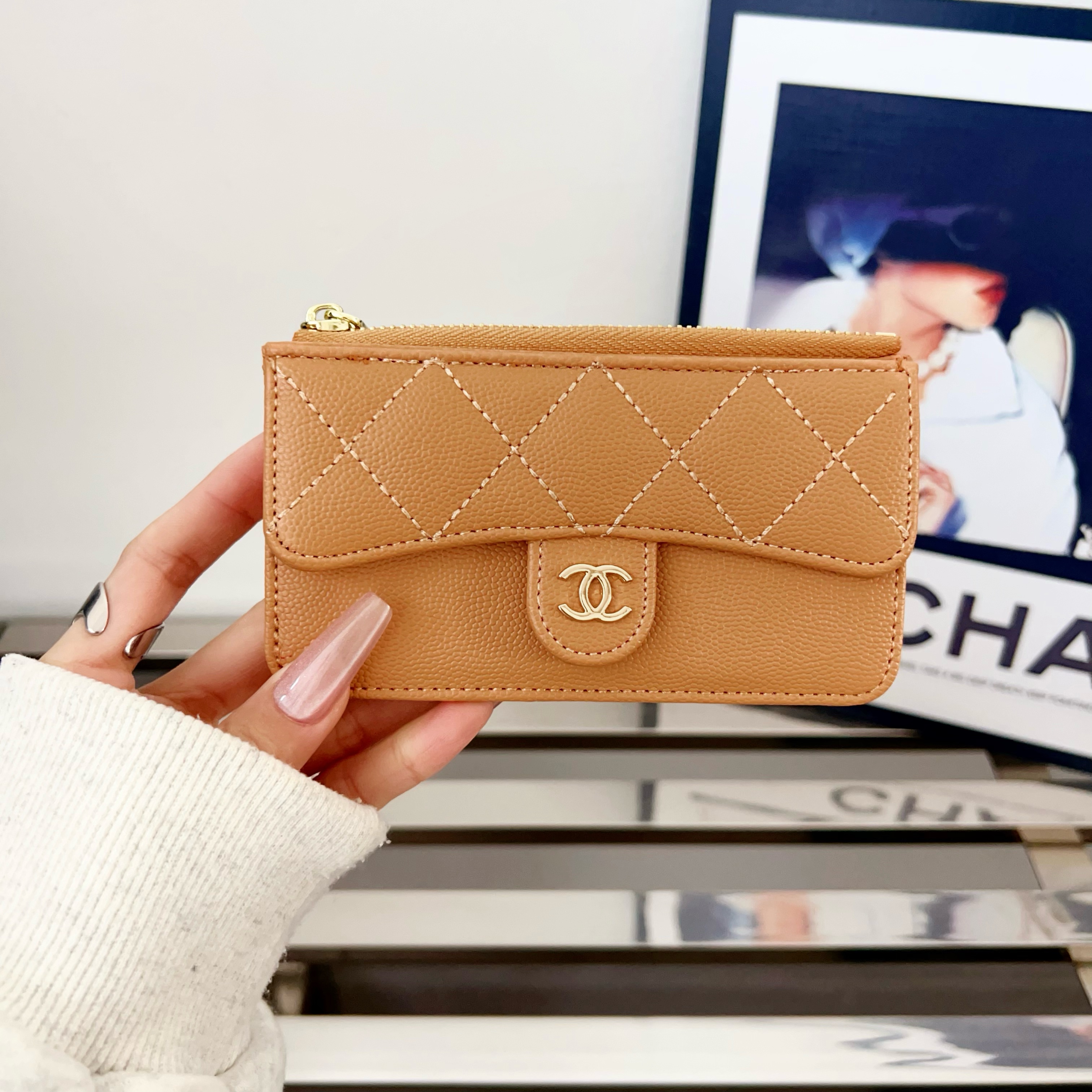 Luxury Leather  Zipper Wallet Card Holder & Coin Purse