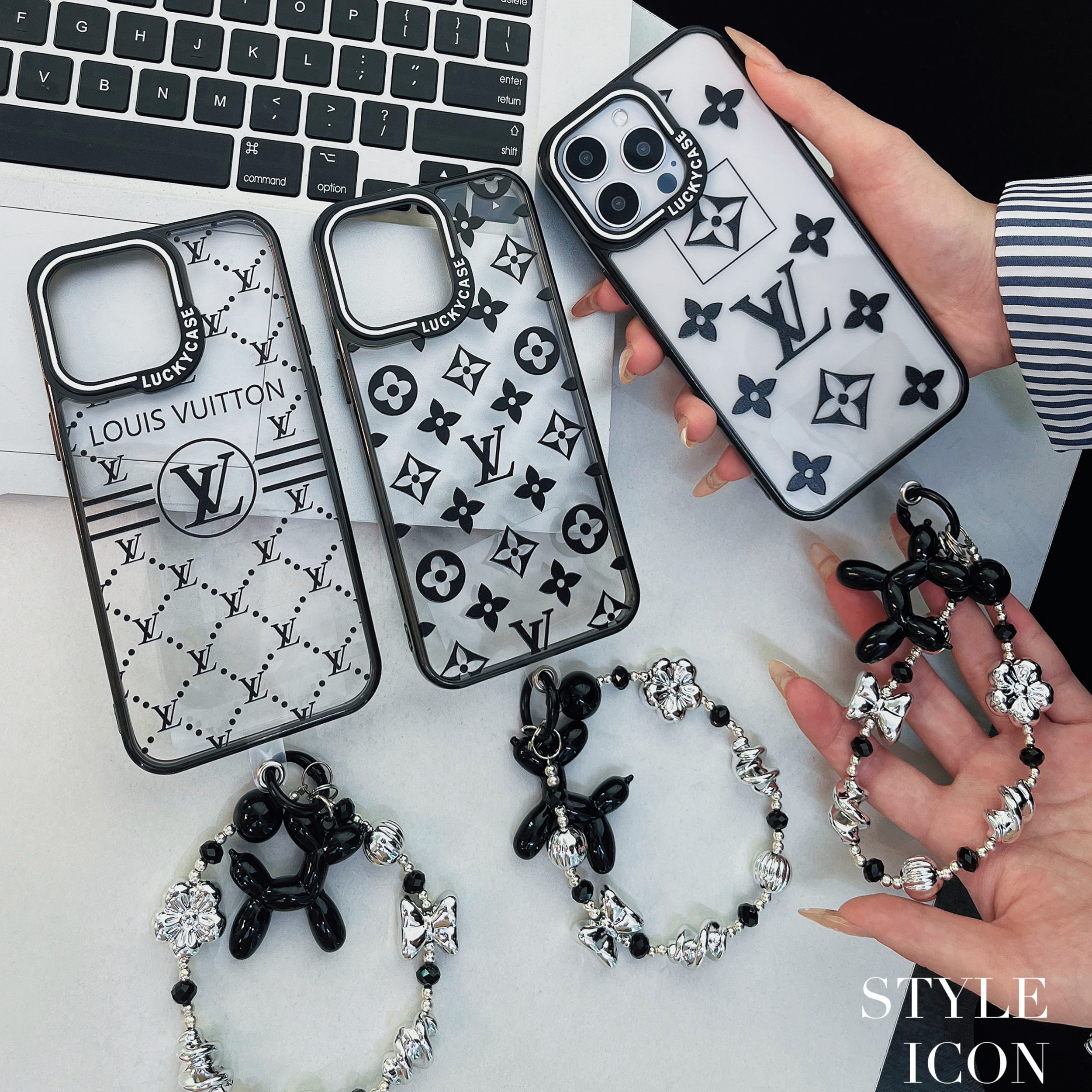 Louis Vuitton iPhone Case with Acrylic Chain