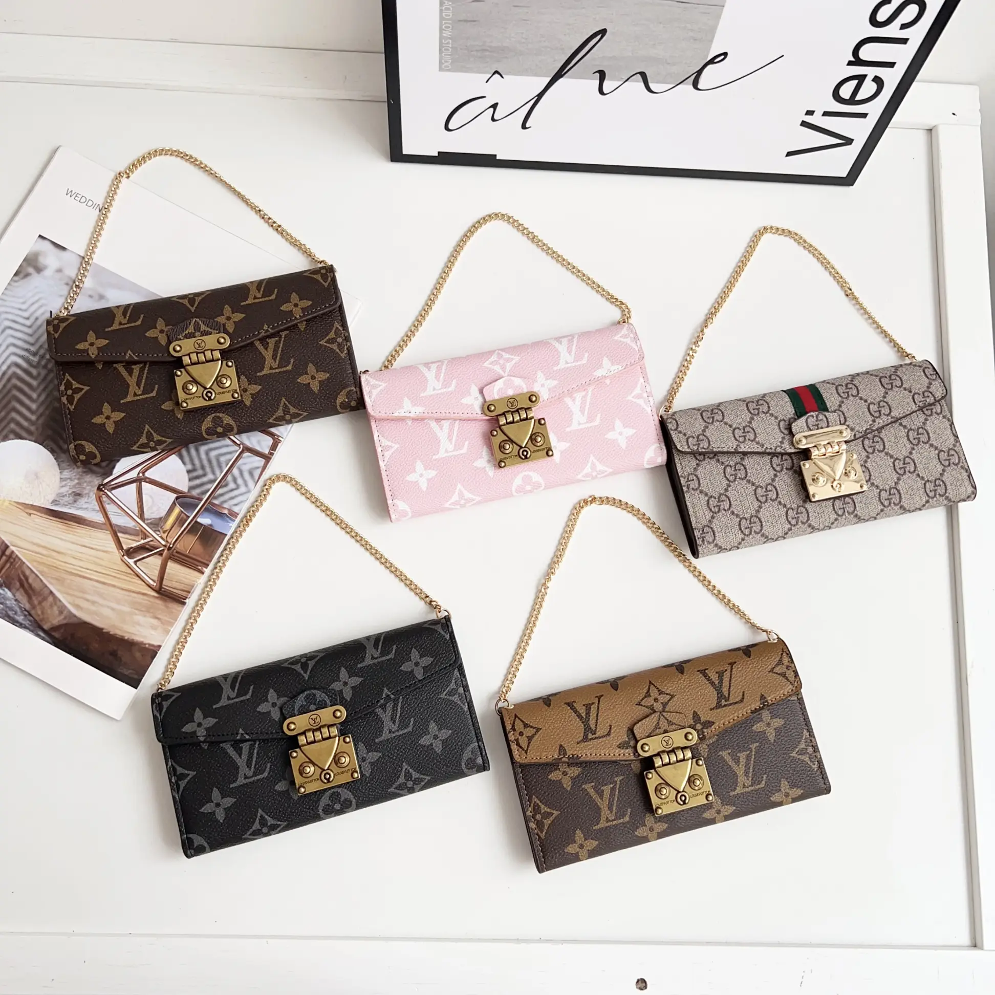 Louis Vuitton Monogram Leather iPhone Wallet Cases Magnetic Flip Cover