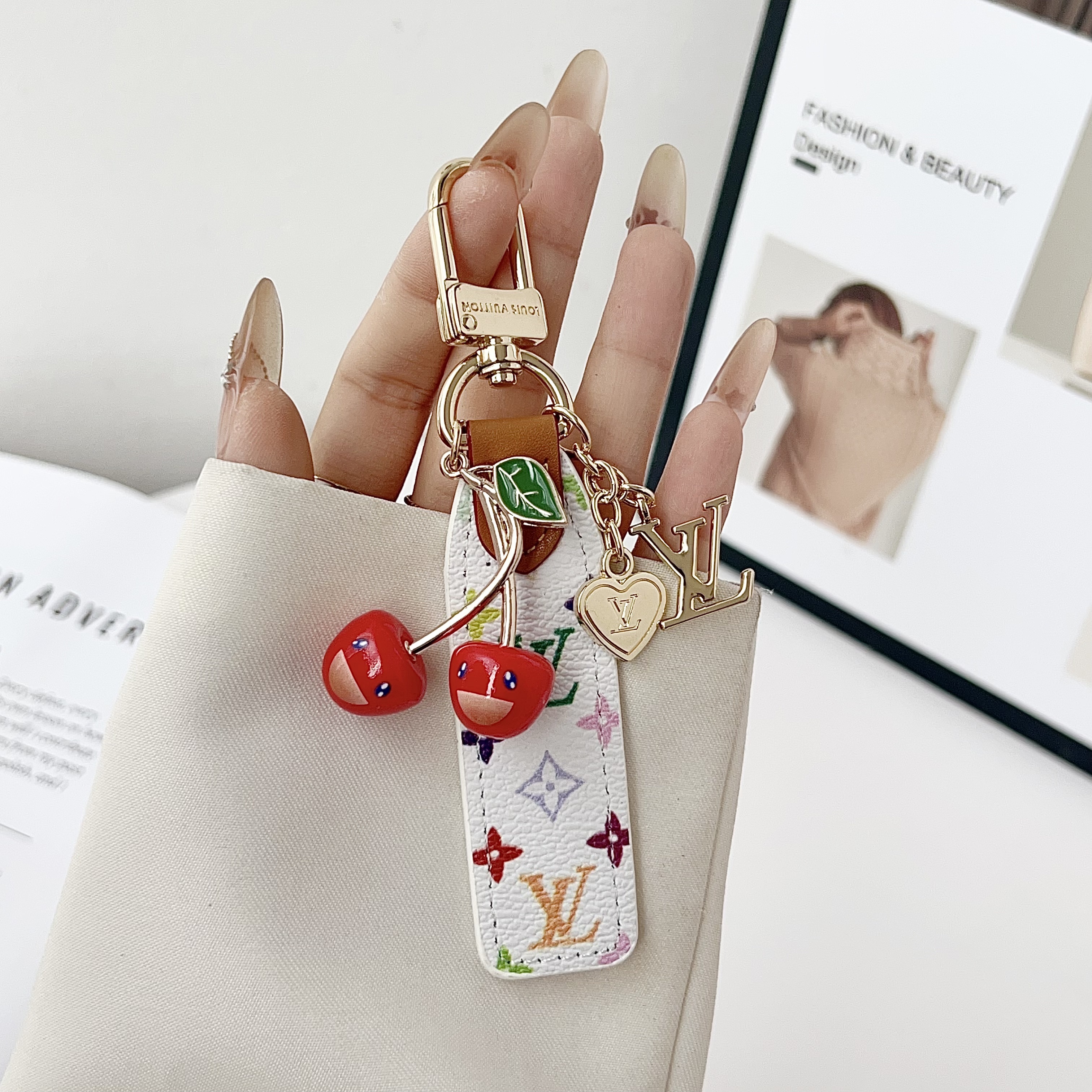 Louis Vuitton Luxury Cherry Pendant Keychain