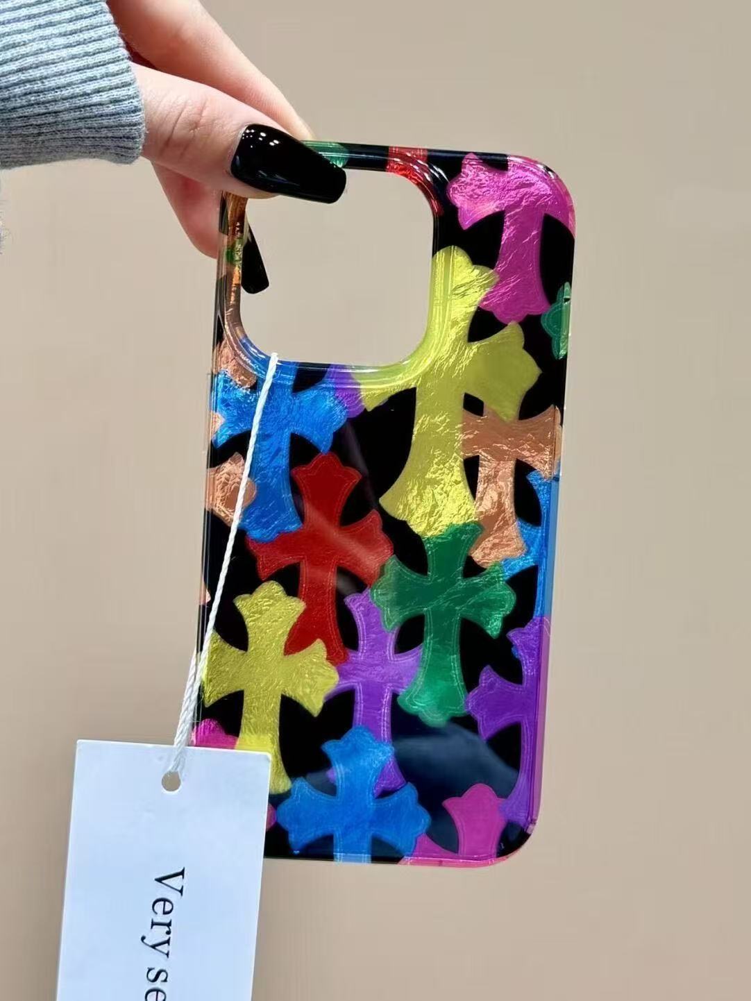 Chrome Hearts iPhone Case- Colorful shell pattern glitter