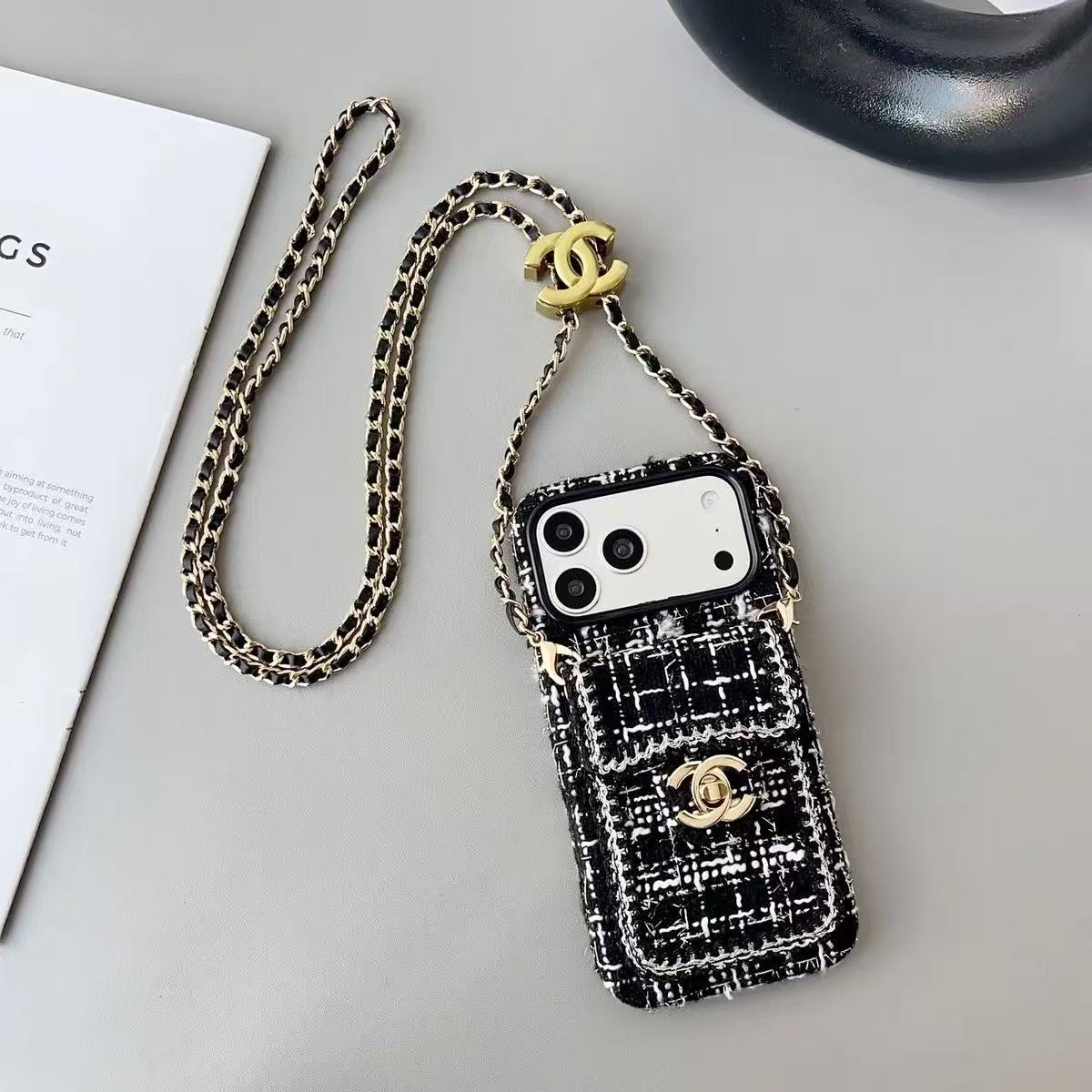 Chanel Embroidered Luxury Soft iPhone Wallet Case
