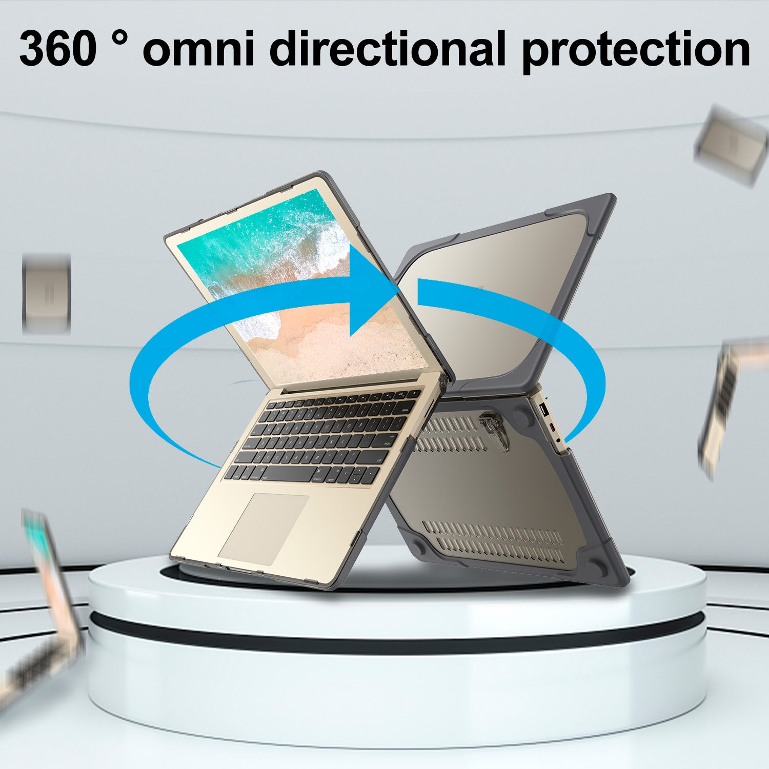 Heavy Shell with Foldable Kickstands Grey Microsoft Surface Laptop Case-BELKCASE