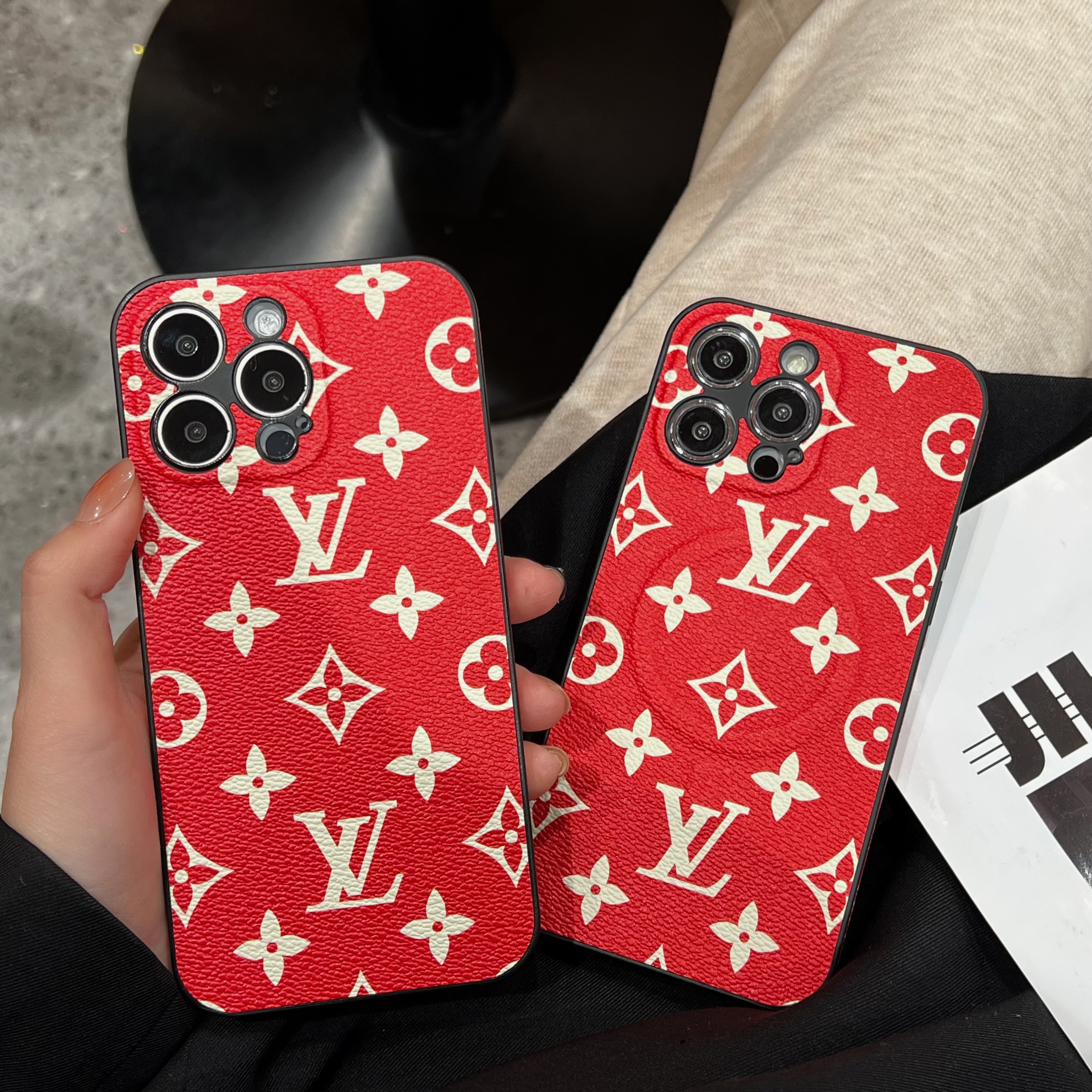Louis Vuitton Red Leather Magsafe iPhone Case