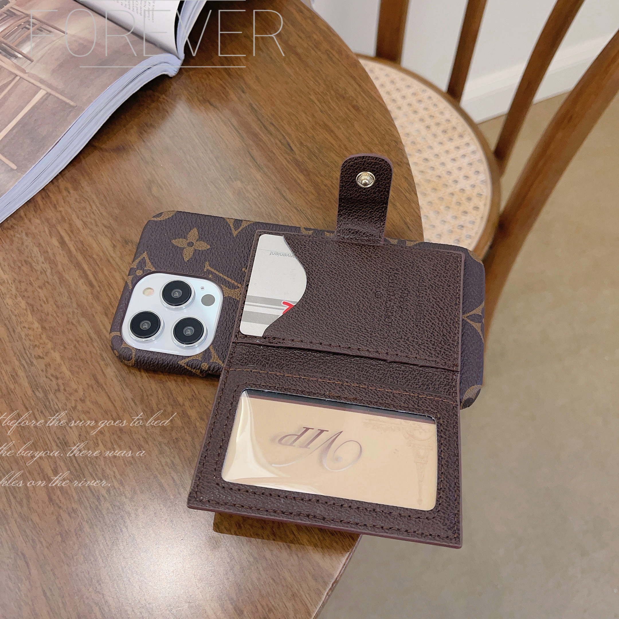 Monogram Leather iPhone Wallet Case 