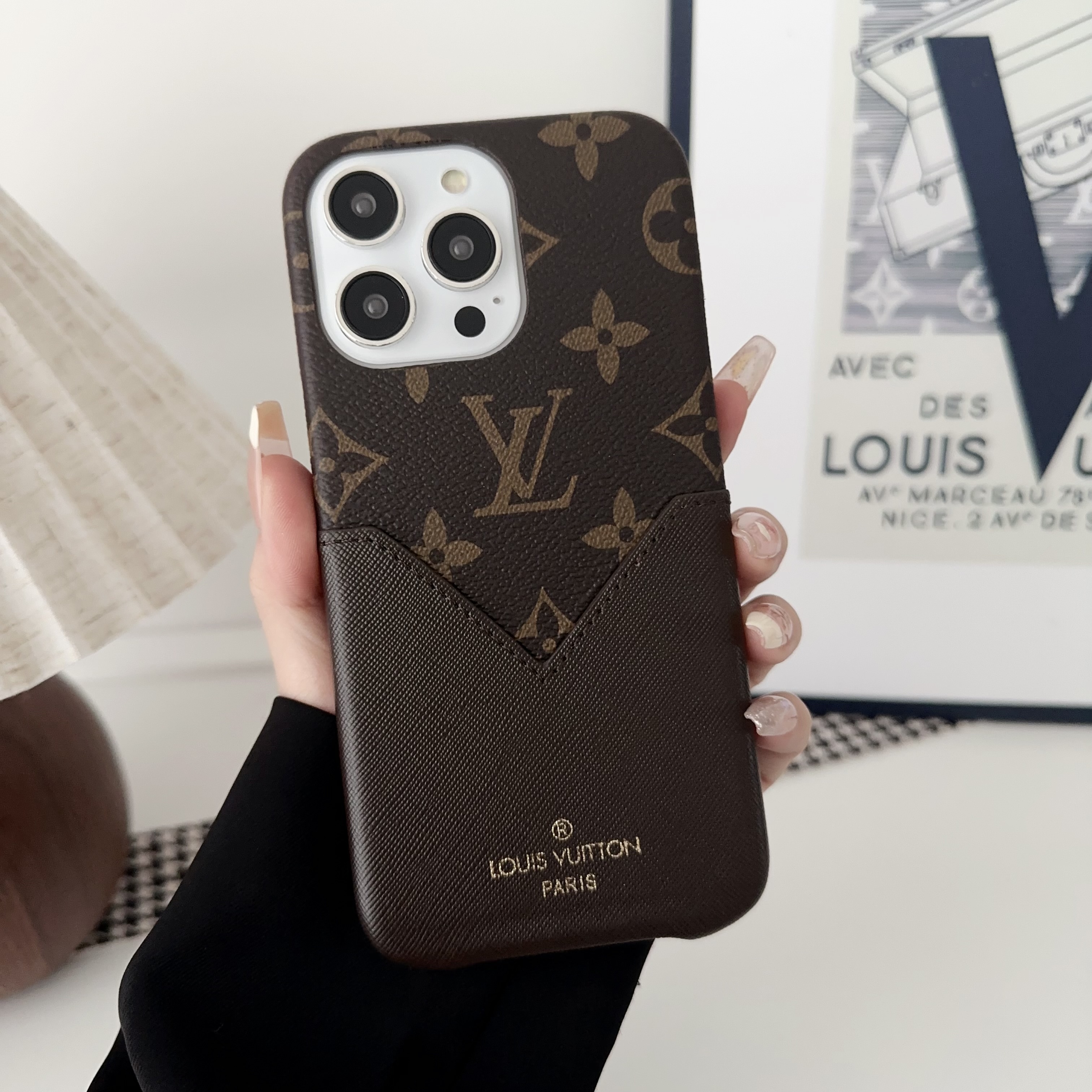 Monogram Leather iPhone Wallet Case 