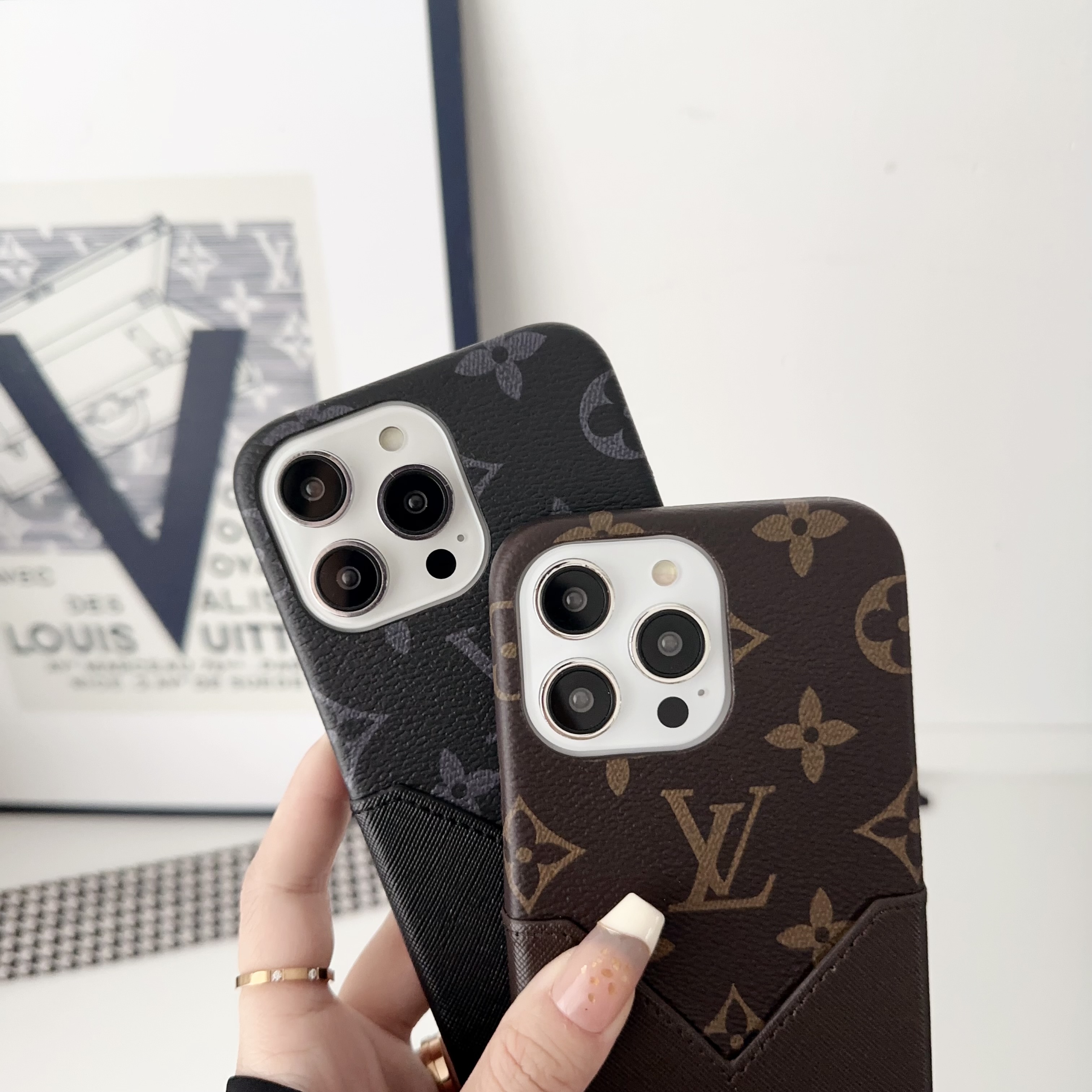 Monogram Leather iPhone Wallet Case 