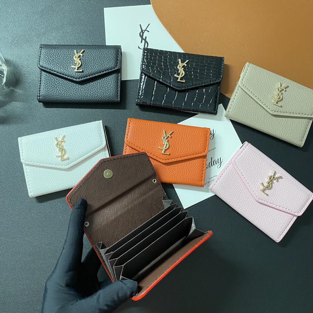 Classic Luxury Leather Wallet Card Holder Snap Closure