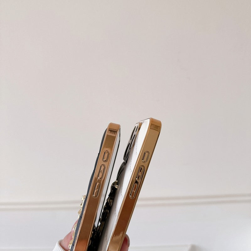 YSL Luxury Leather iPhone Case Diamond Grid