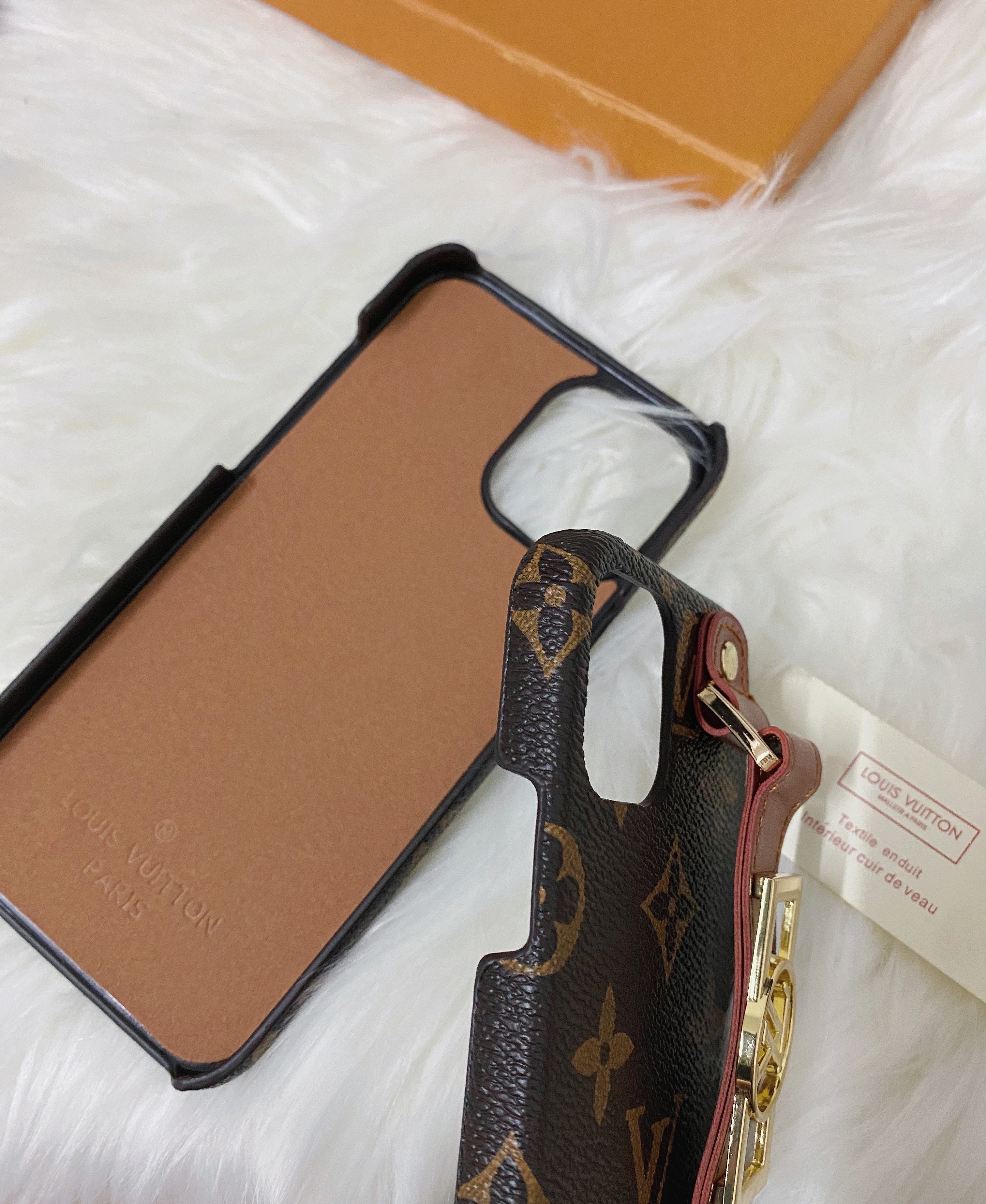 Leather Monogram iPhone Case With Holder