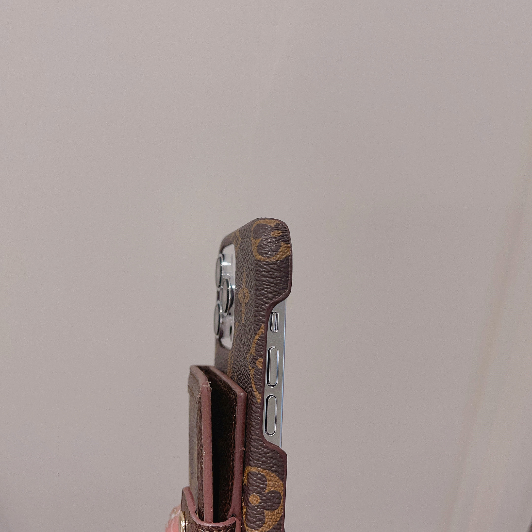 Monogram Leather iPhone Wallet Case 