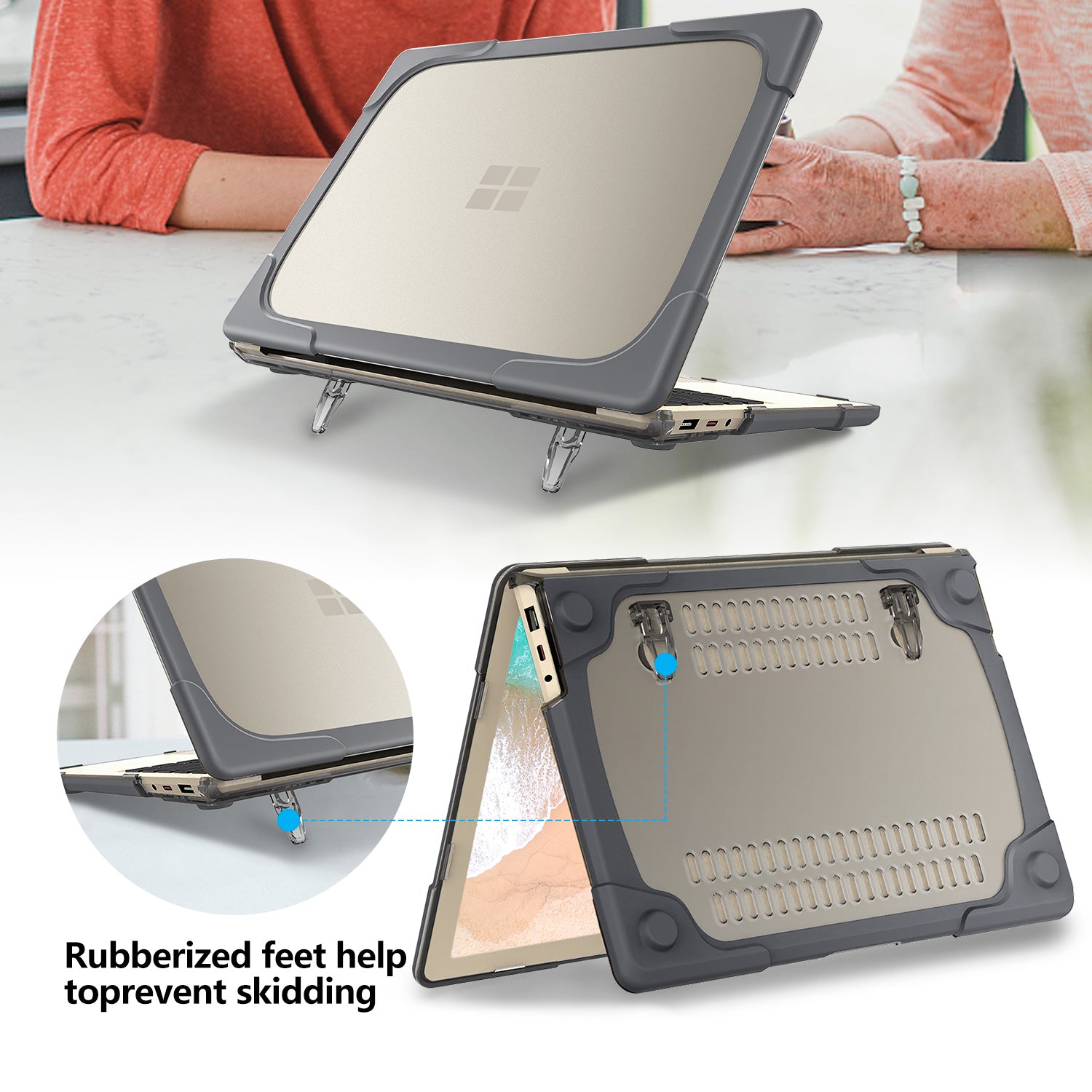 Heavy Shell with Foldable Kickstands Grey Microsoft Surface Laptop Case-BELKCASE