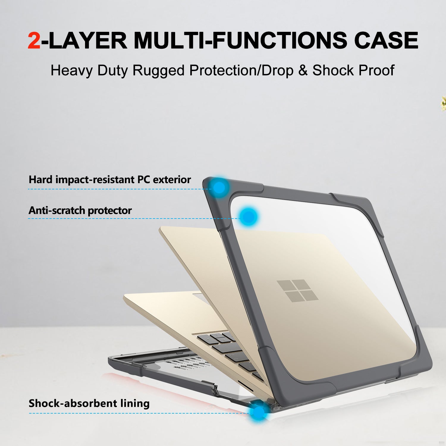 Heavy Shell with Foldable Kickstands Grey Microsoft Surface Laptop Case-BELKCASE