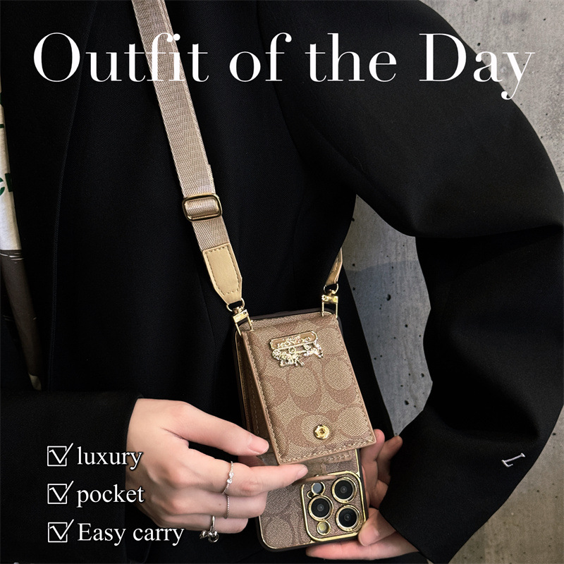 Vintage Leather iPhone Wallet Case With Crossbody Strap