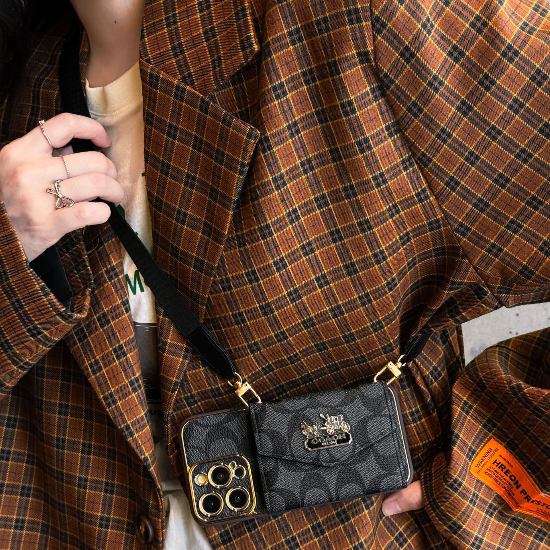 Vintage Leather iPhone Wallet Case With Crossbody Strap