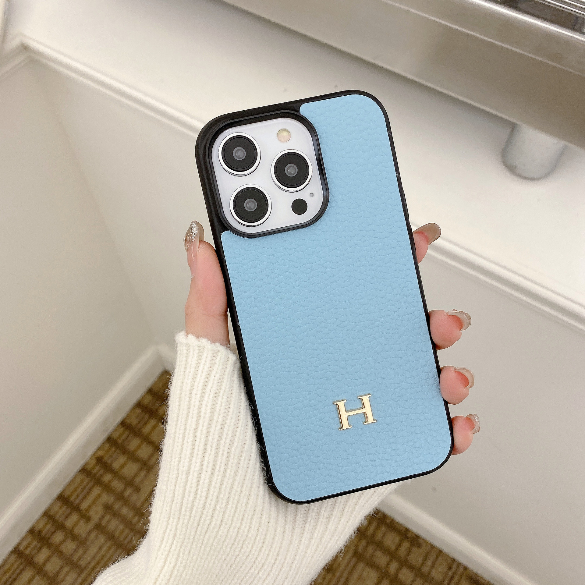 Leather H iPhone  Case-Litchi Pattern