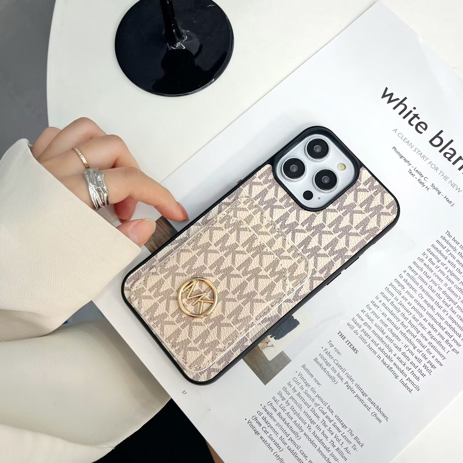 Leather MK iPhone Wallet Case