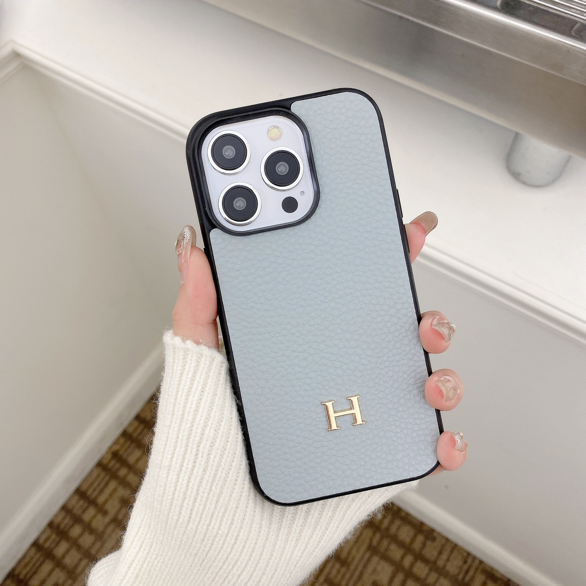 Leather H iPhone  Case-Litchi Pattern