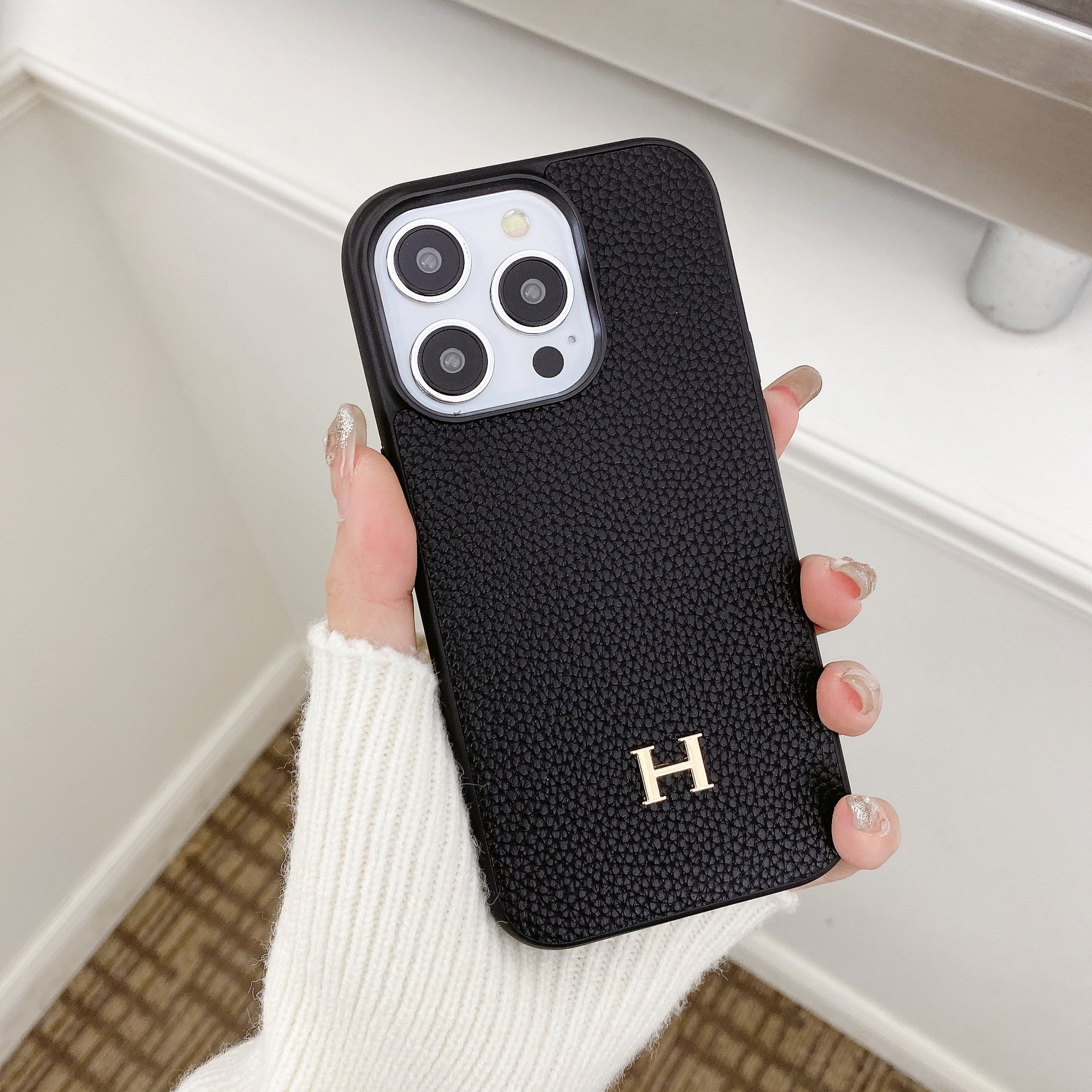 Leather H iPhone  Case-Litchi Pattern