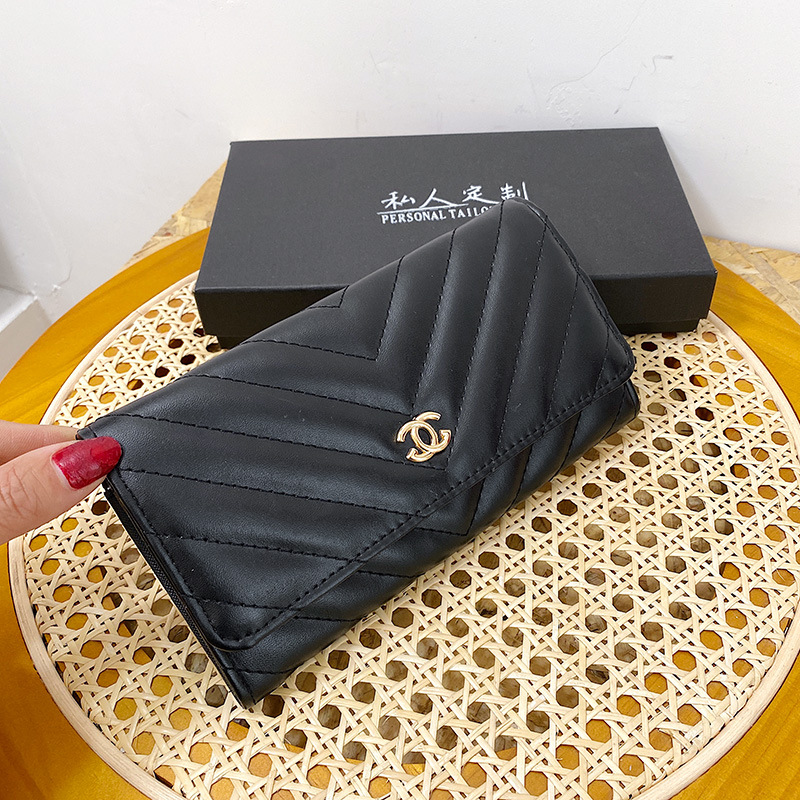 luxurious Leather Zipper Long Wallet