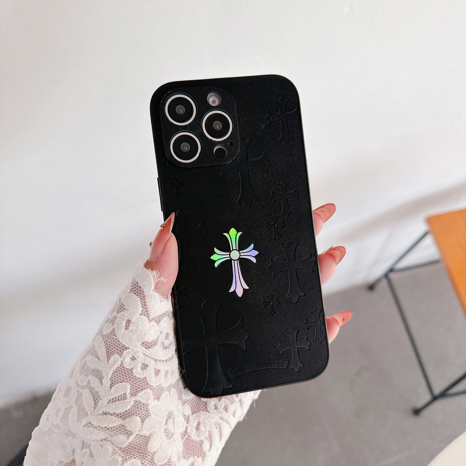 CH Small Plush Leather iPhone Case