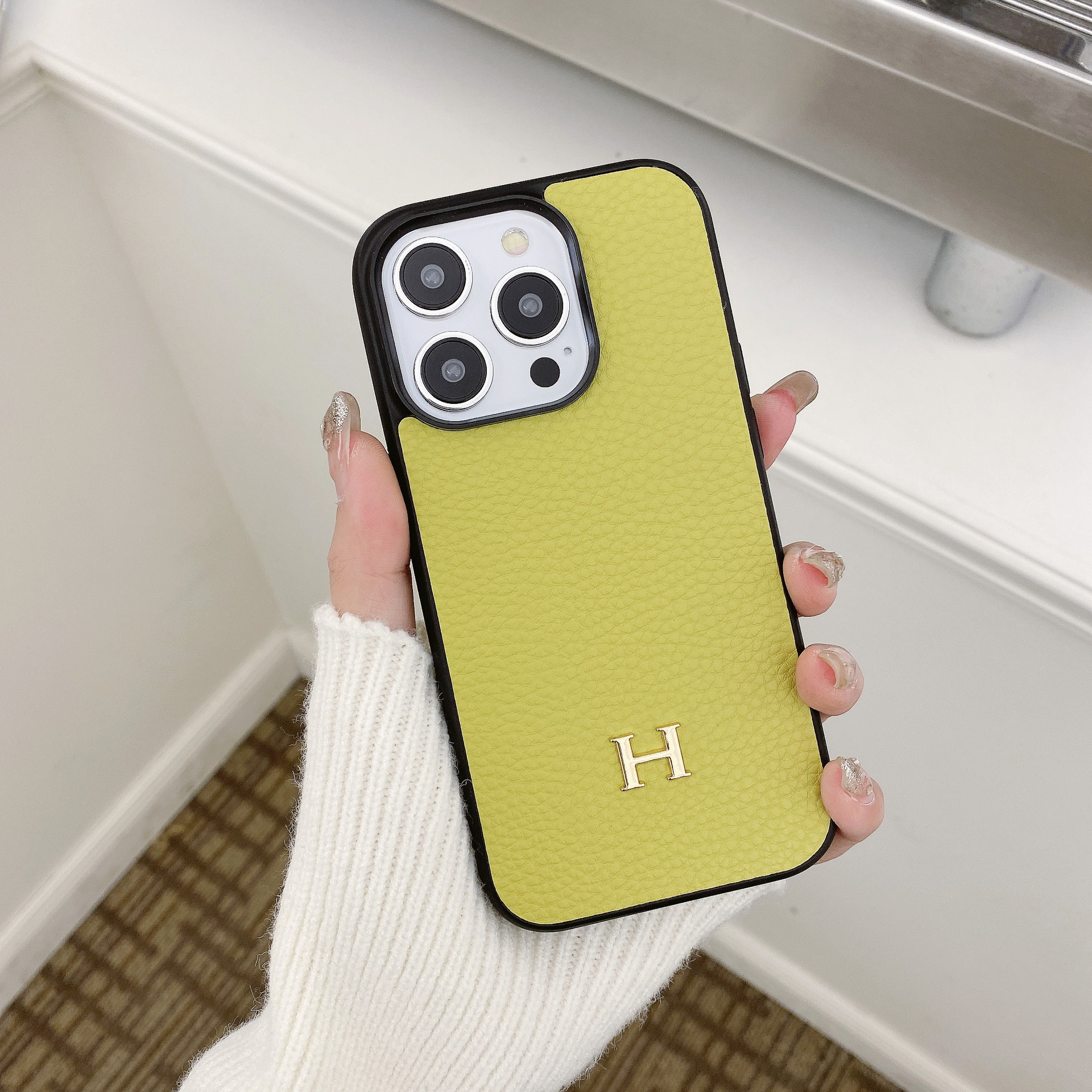 Leather H iPhone  Case-Litchi Pattern