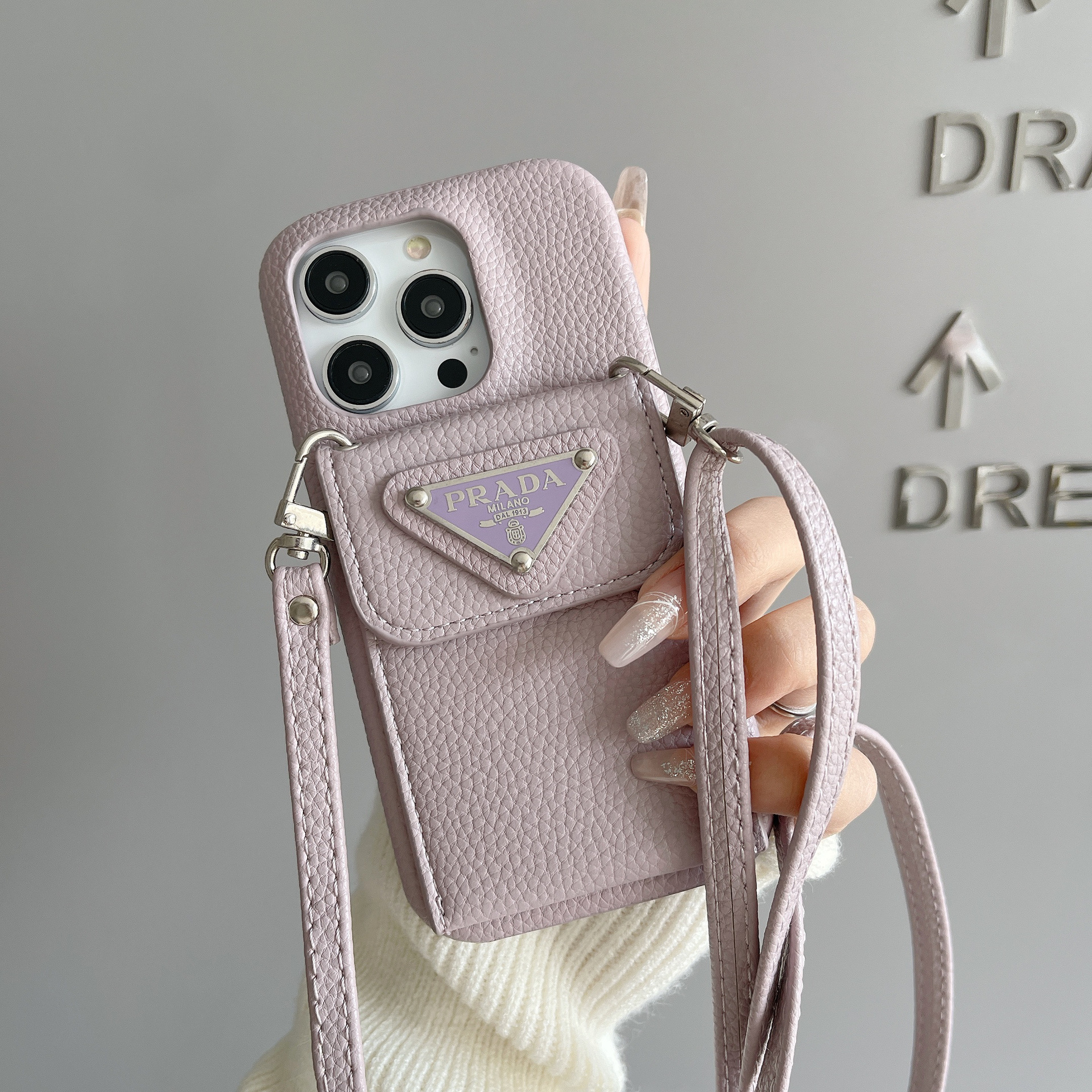 Prada Leather iPhone Wallet Case With Crossbody Strap 