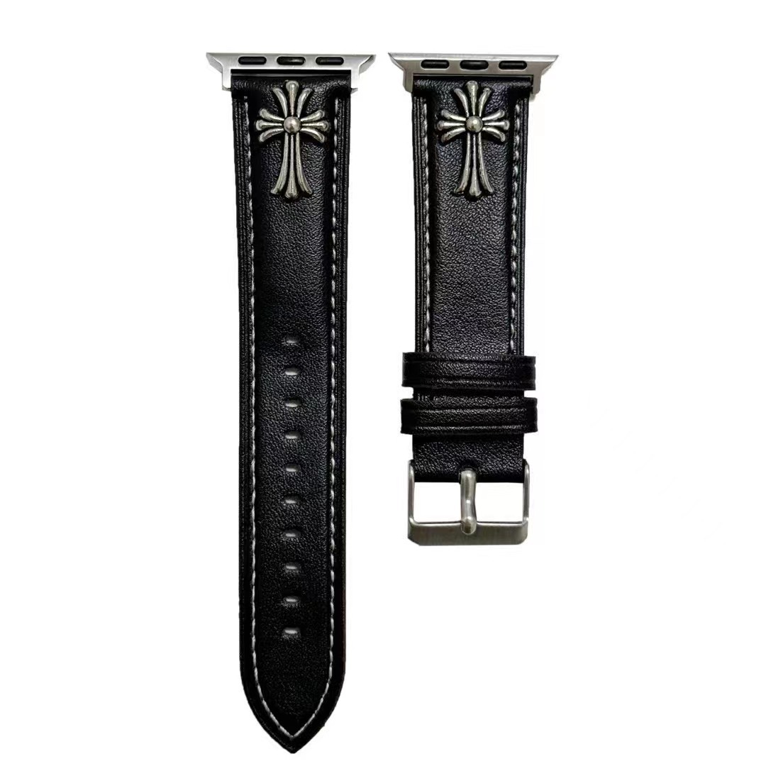 Black luxury leather CH Apple Watch Bands