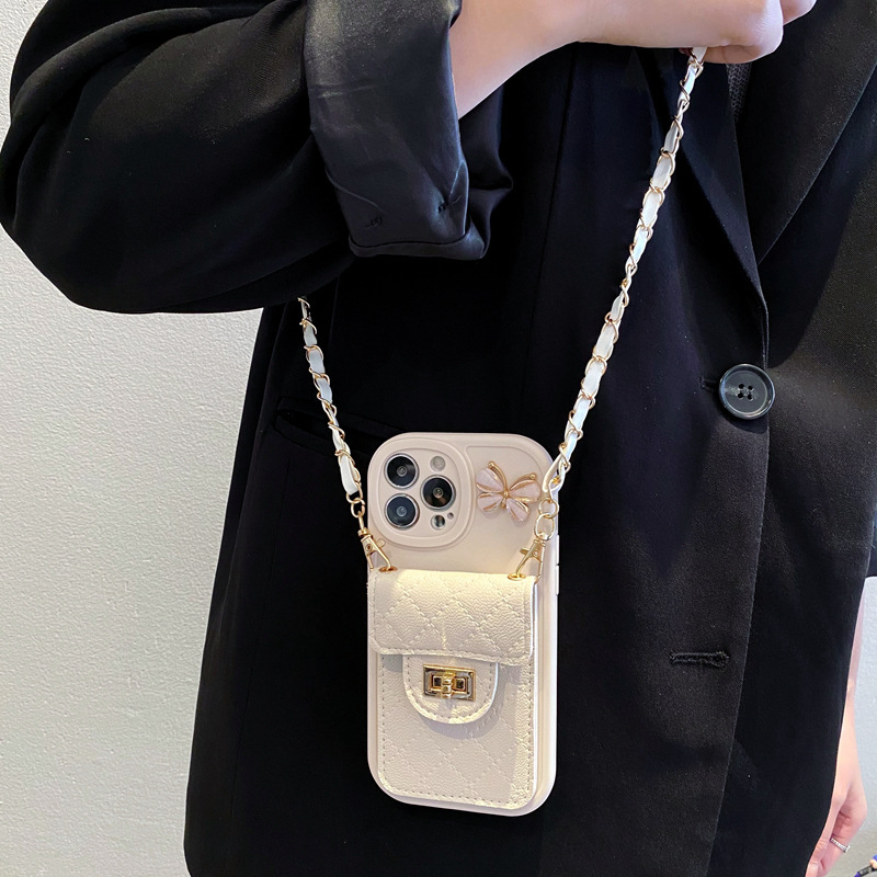 Elegant Butterfly Leather iPhone Wallet Case With Crossbody Strap