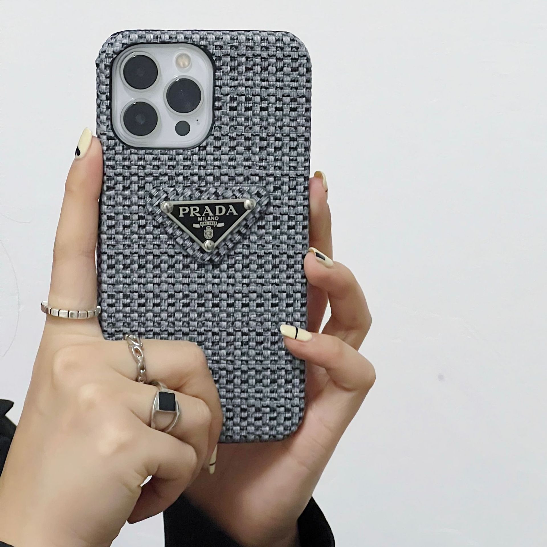 Woven Metal Triangle Label PR iPhone Case