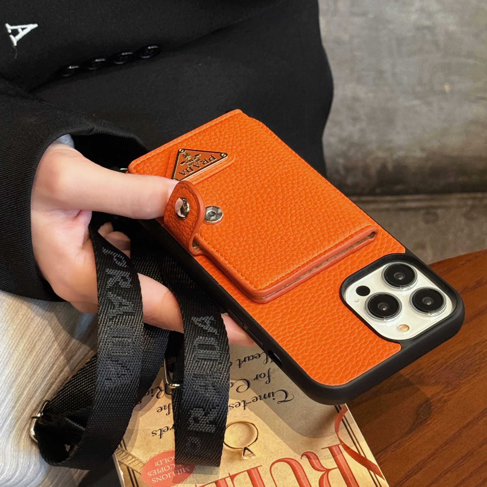 Leather iPhone Wallet Case With Crossbody Strap 