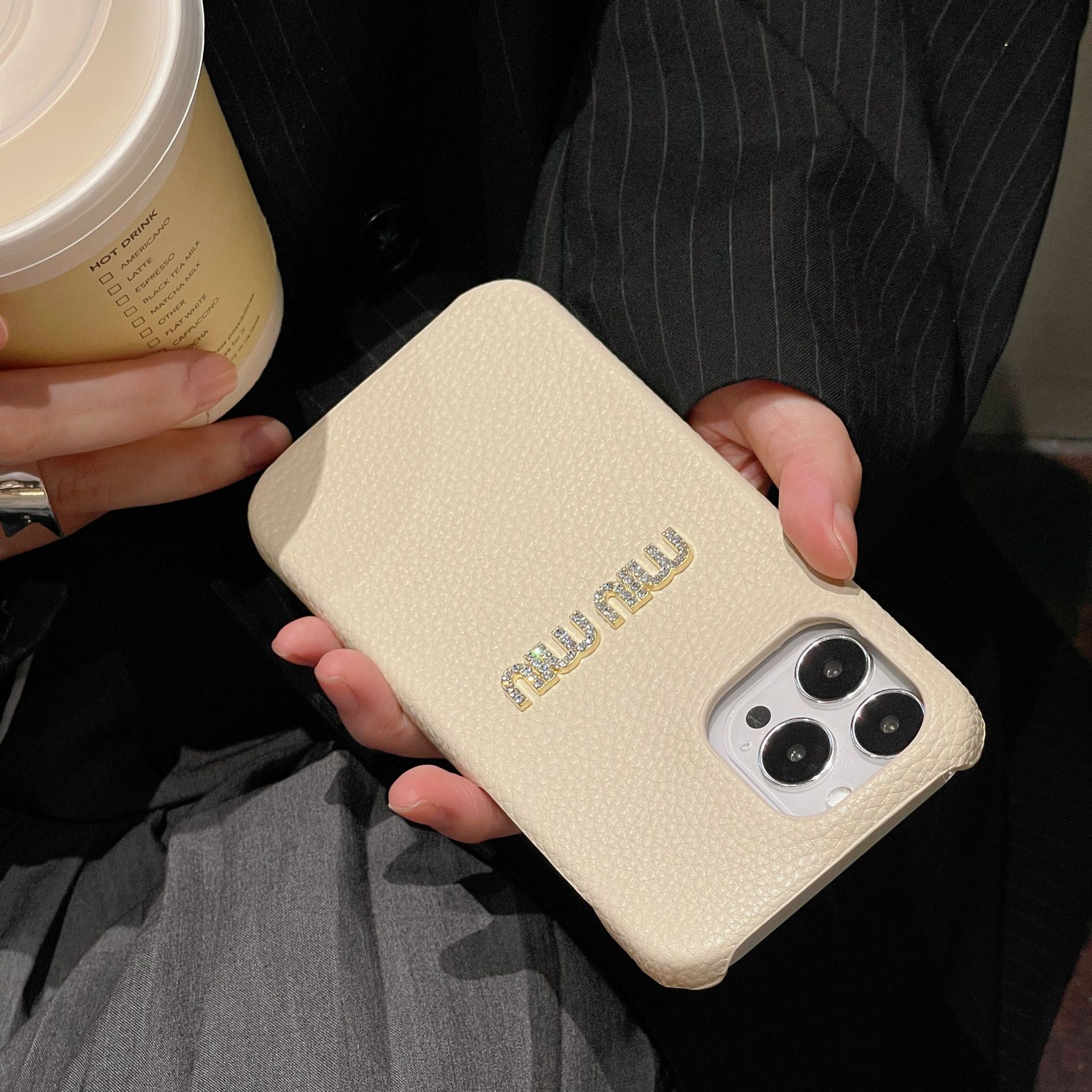 Litchi Leather MU iPhone  Case