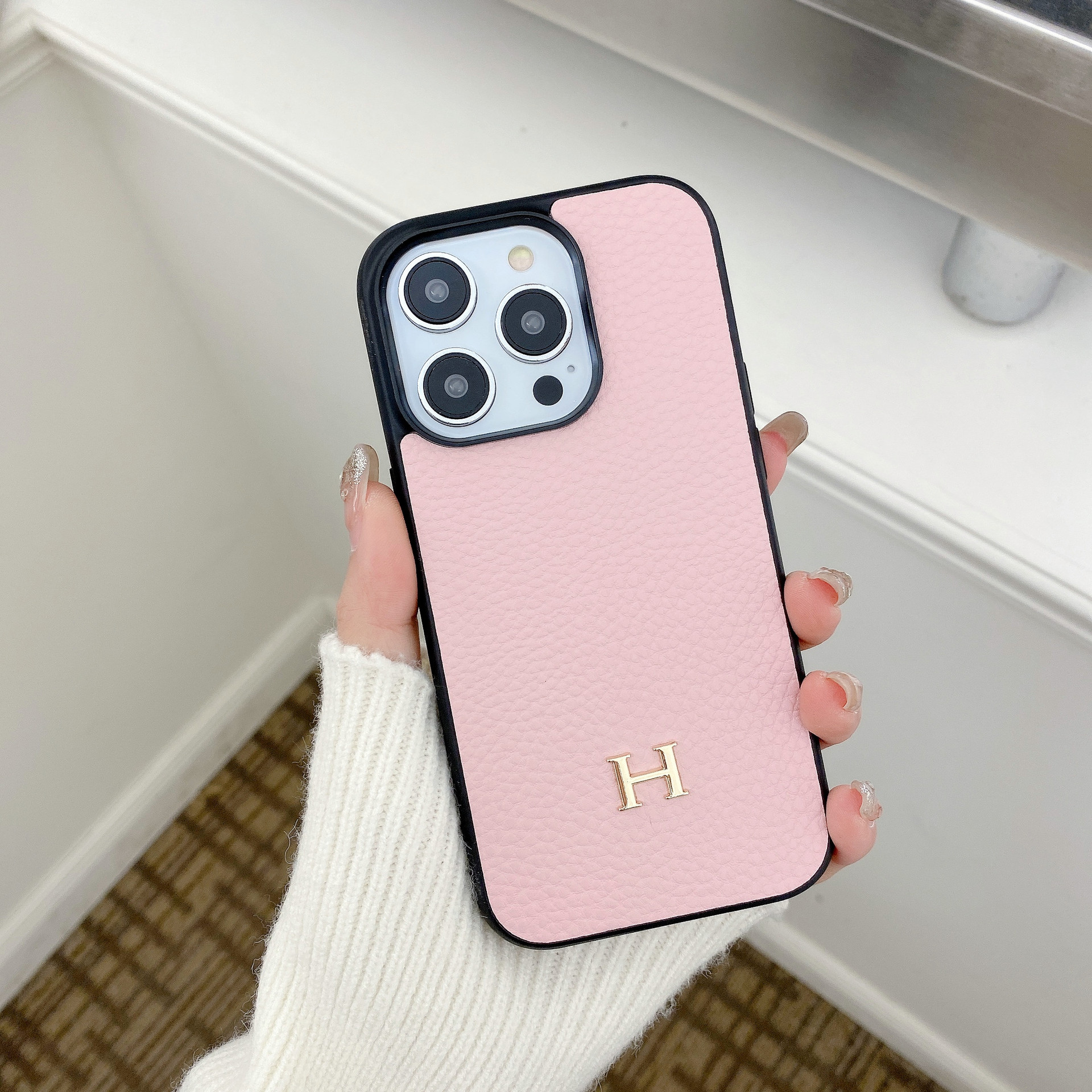 Leather H iPhone  Case-Litchi Pattern