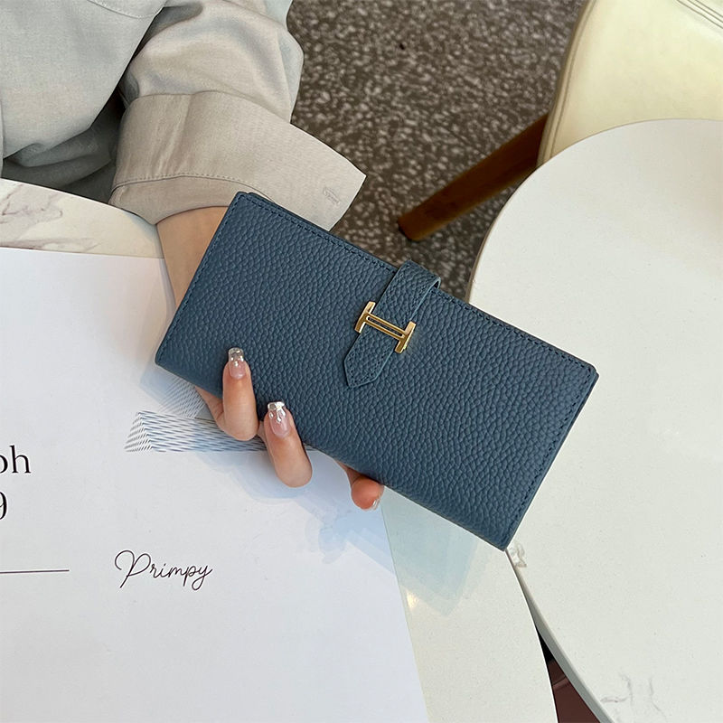 luxurious Leather Flap Long Wallet