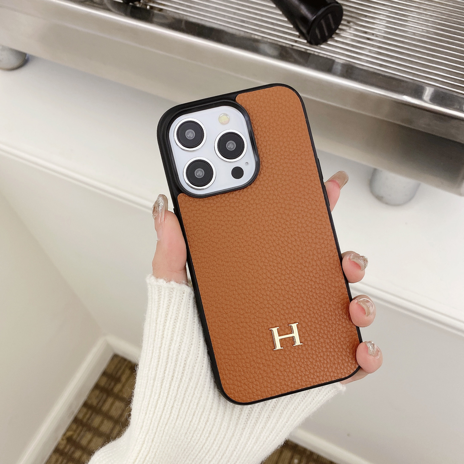 Leather H iPhone  Case-Litchi Pattern